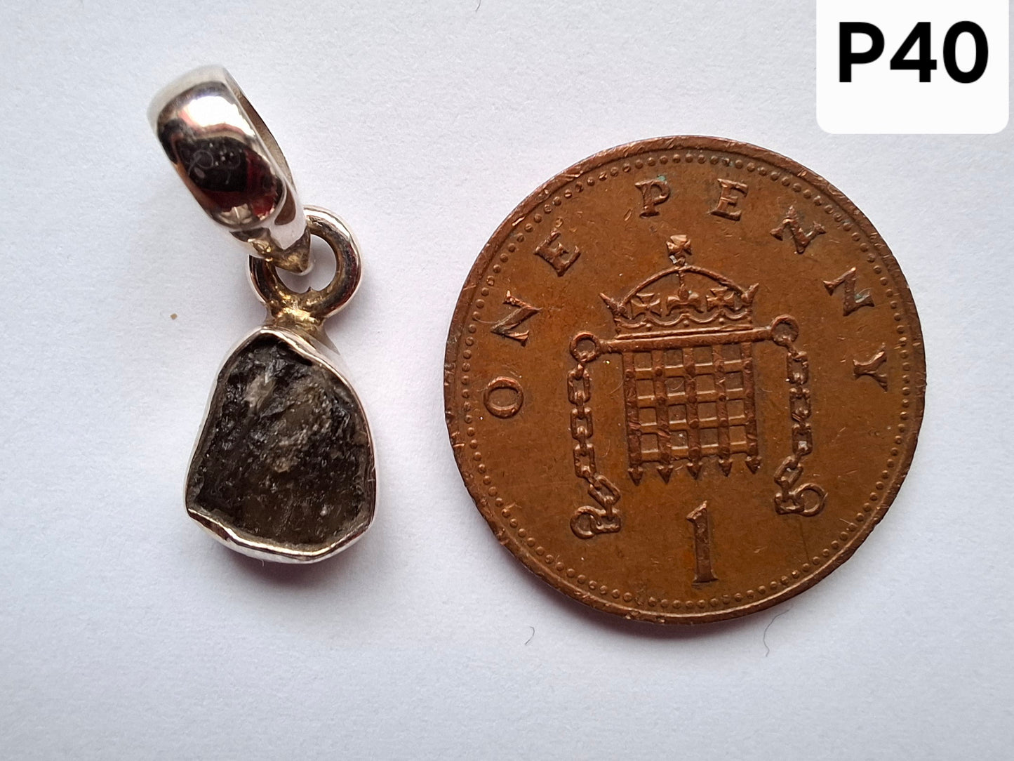 Moldavite Pendant, 925 Silver, Tektite (Ref: P40)