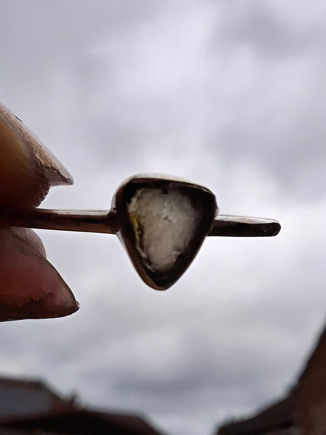 Moldavite Ring, size large R/small S, 925 Silver, Tektite (Ref: R67)