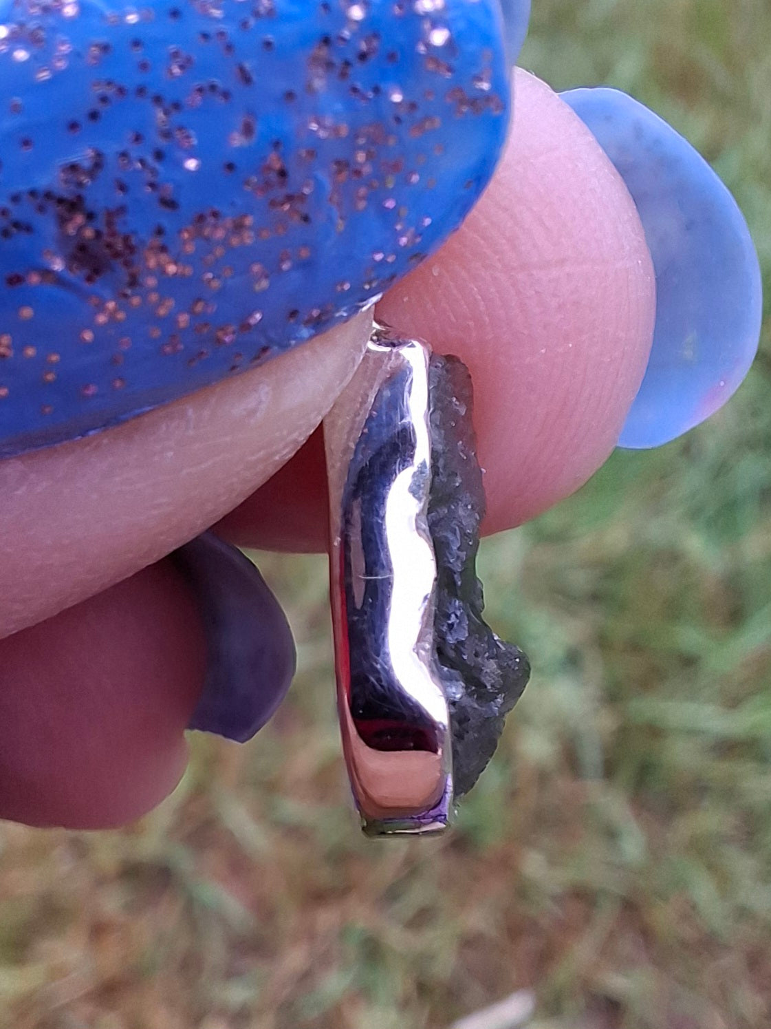 Moldavite Pendant, 925 Silver, Tektite (Ref: P73)