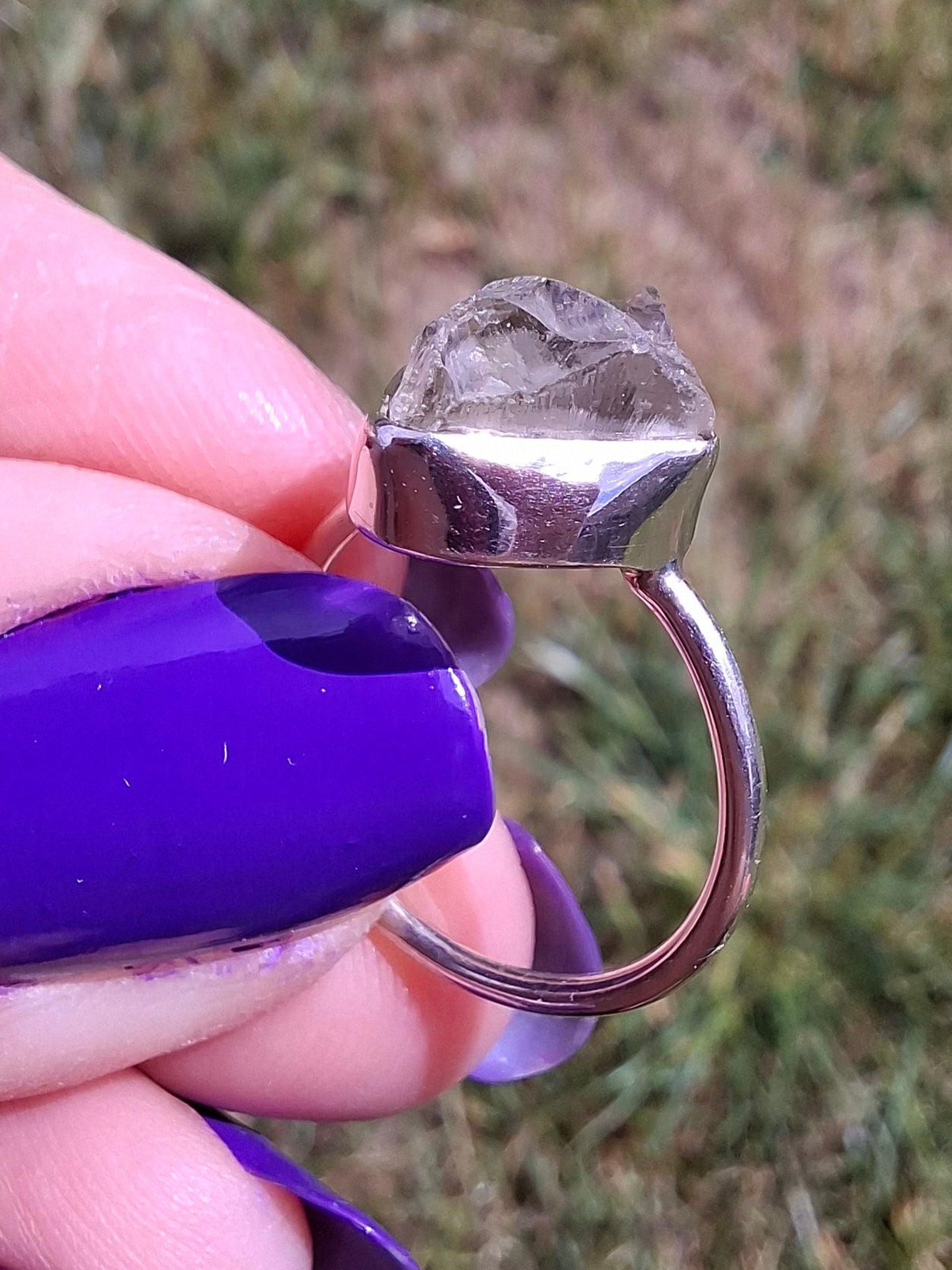 Libyan Desert Glass Ring, size large J/small K, 925 Silver, Tektite (Ref: LR10)
