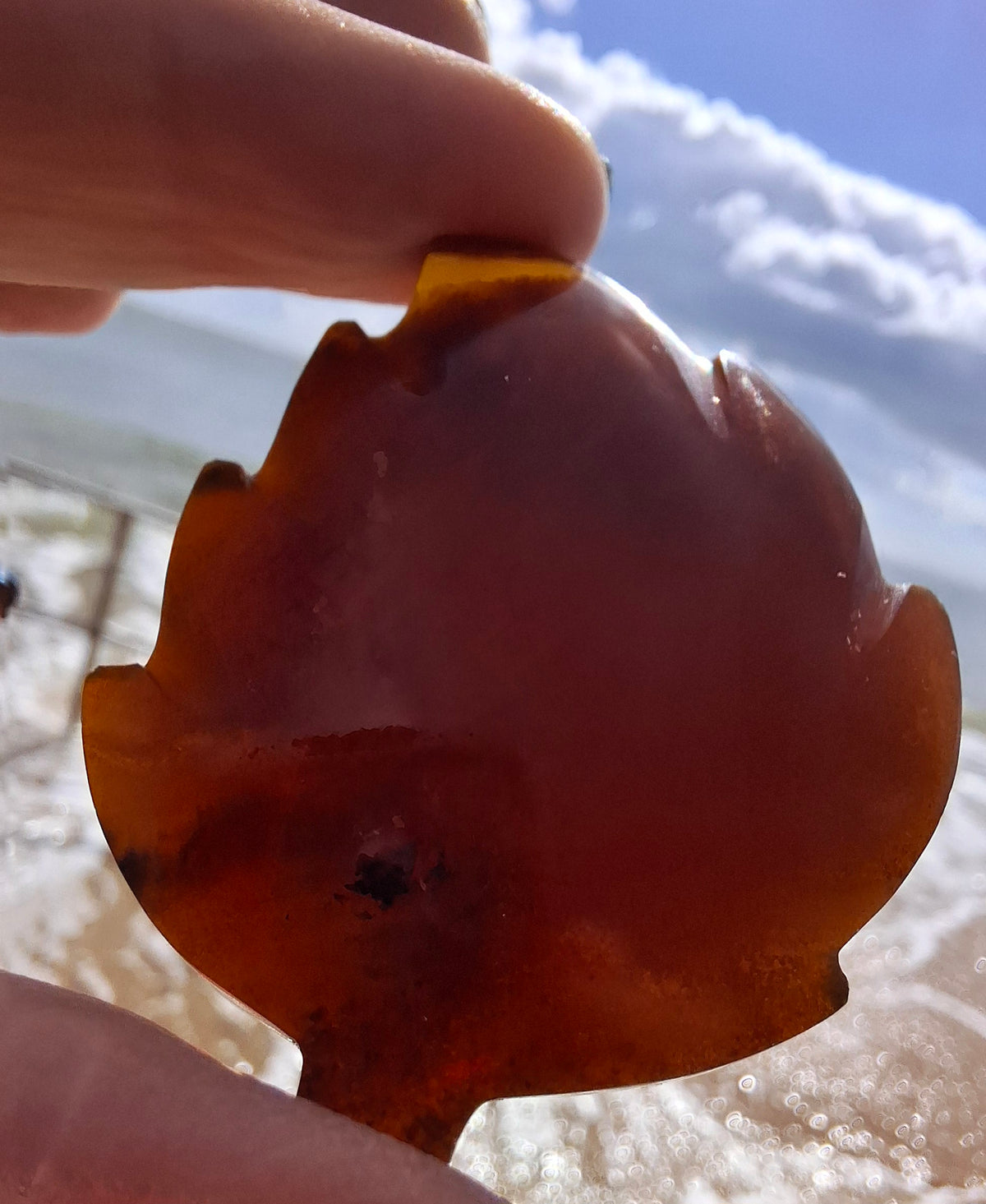 Red Amber Leaf Carving, 7.89g, Fossil (Ref: Leaf4)