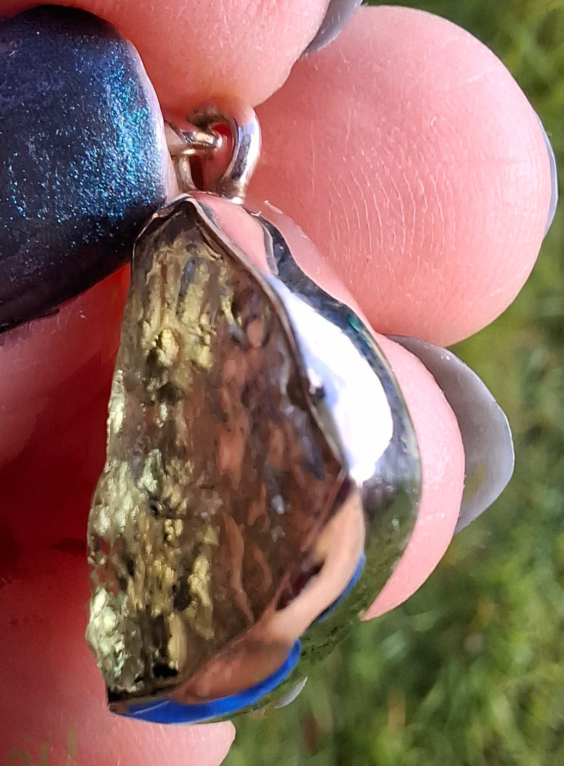 Moldavite Pendant, 925 Silver, Tektite (Ref: P14)