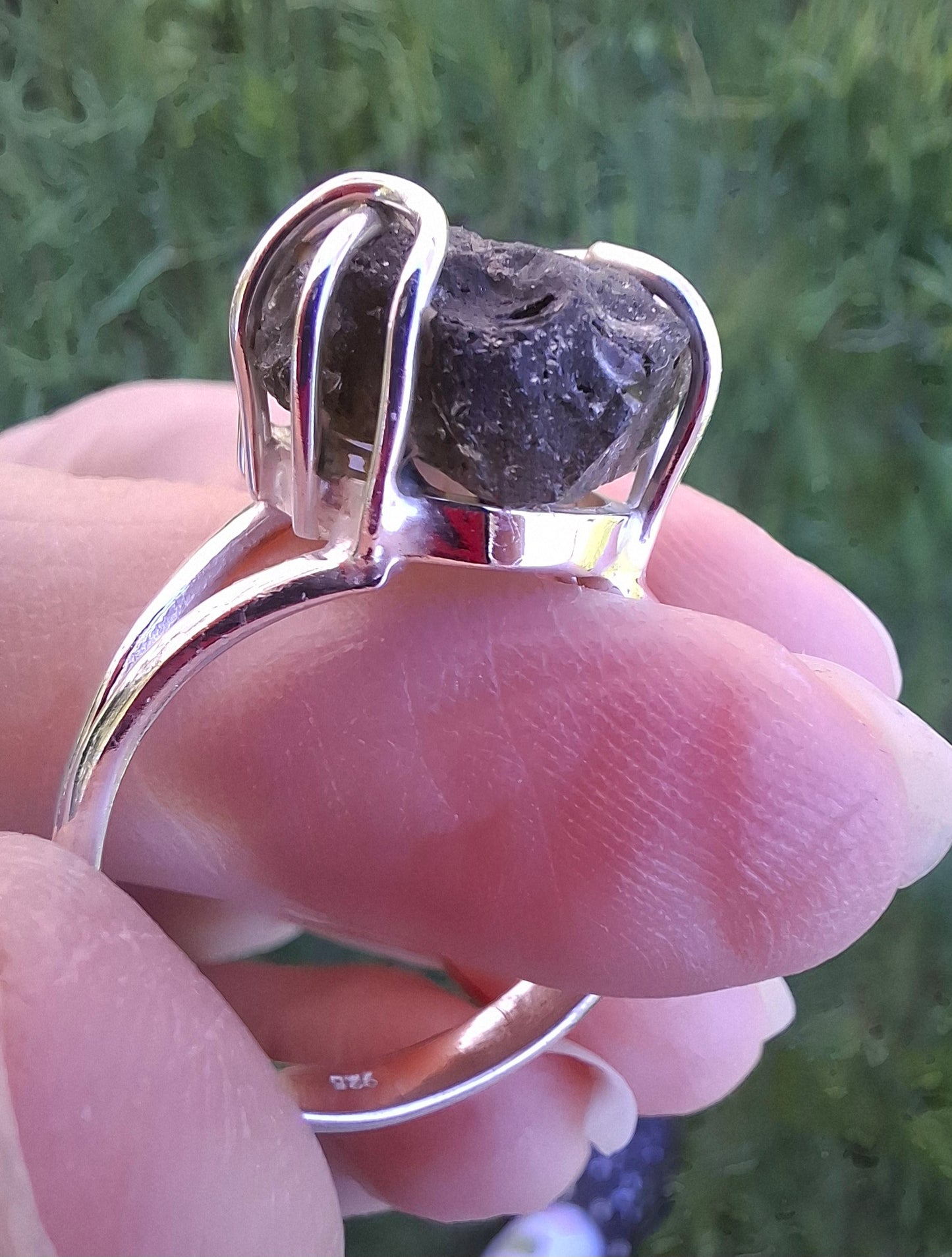 Moldavite Ring, size Y, 925 Silver, Tektite (Ref: R17)