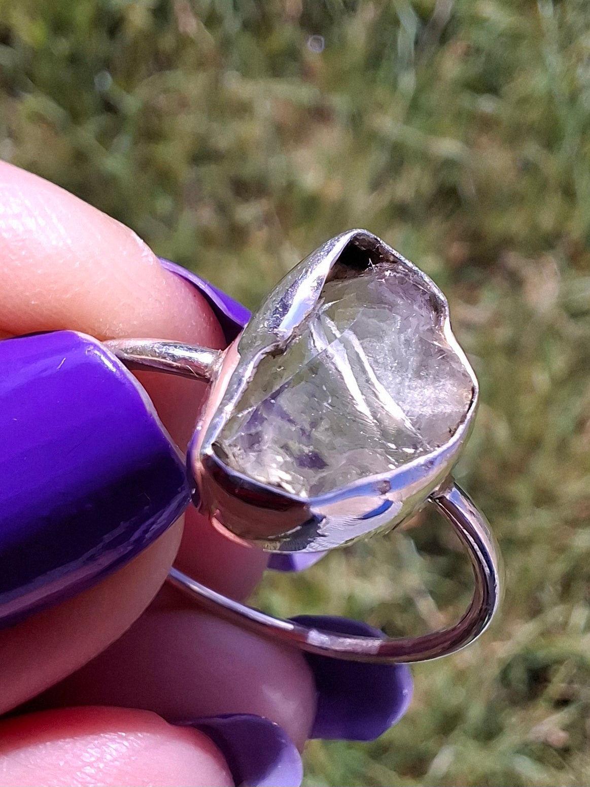 Libyan Desert Glass Ring, size large W, 925 Silver, Tektite (Ref: LR63)