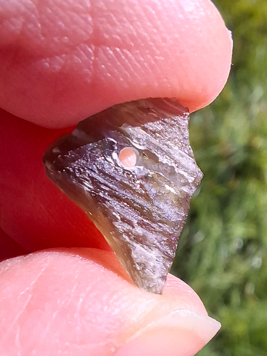 DRILLED, Moldavite Piece, 0.80g, Tektite (Ref: D24)