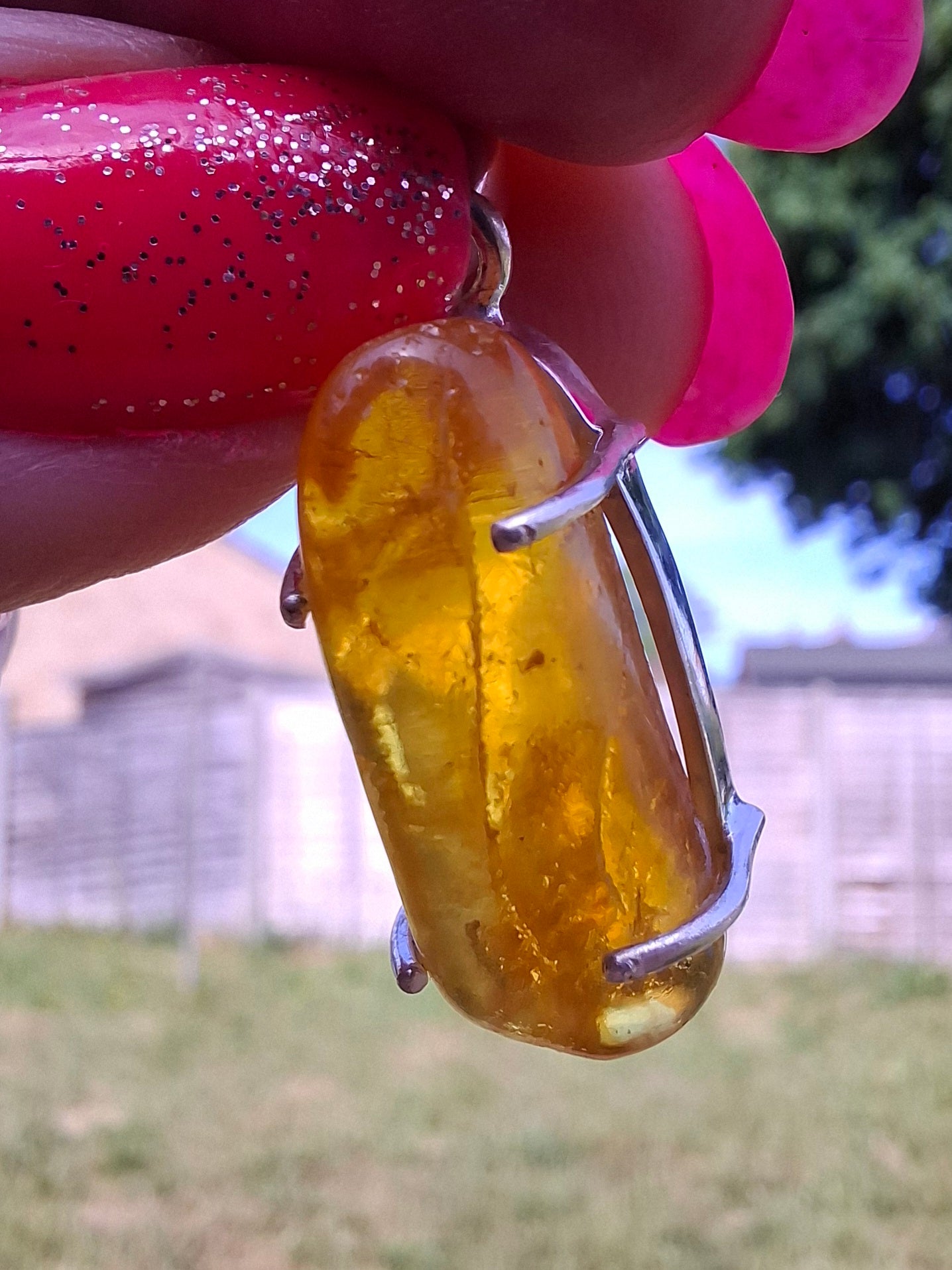Baltic Amber Pendant, 925 Silver, Fossil (Ref: AP13)