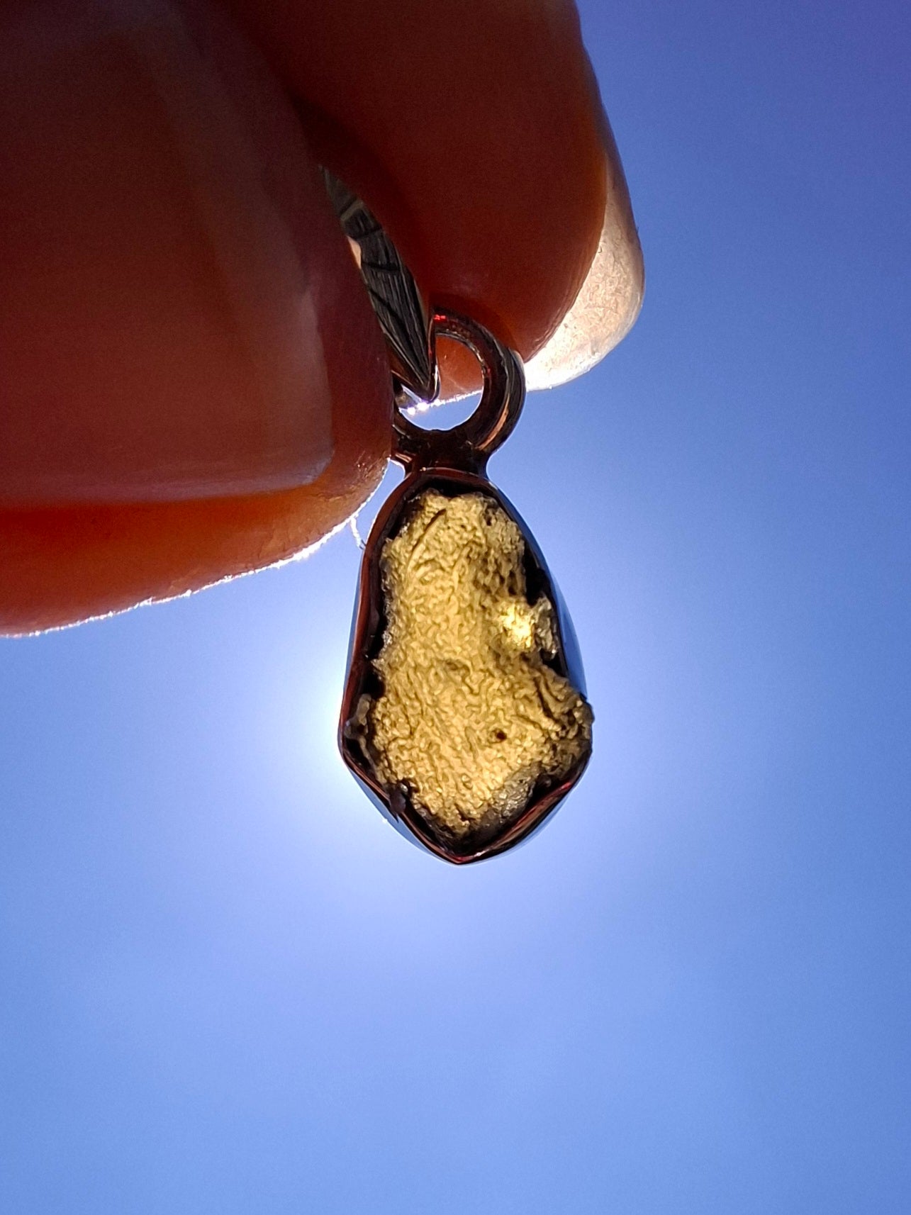 Moldavite Pendant, 925 Silver, Tektite (Ref: P58)