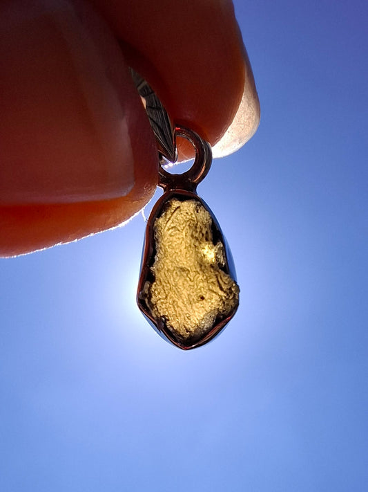 Moldavite Pendant, 925 Silver, Tektite (Ref: P58)