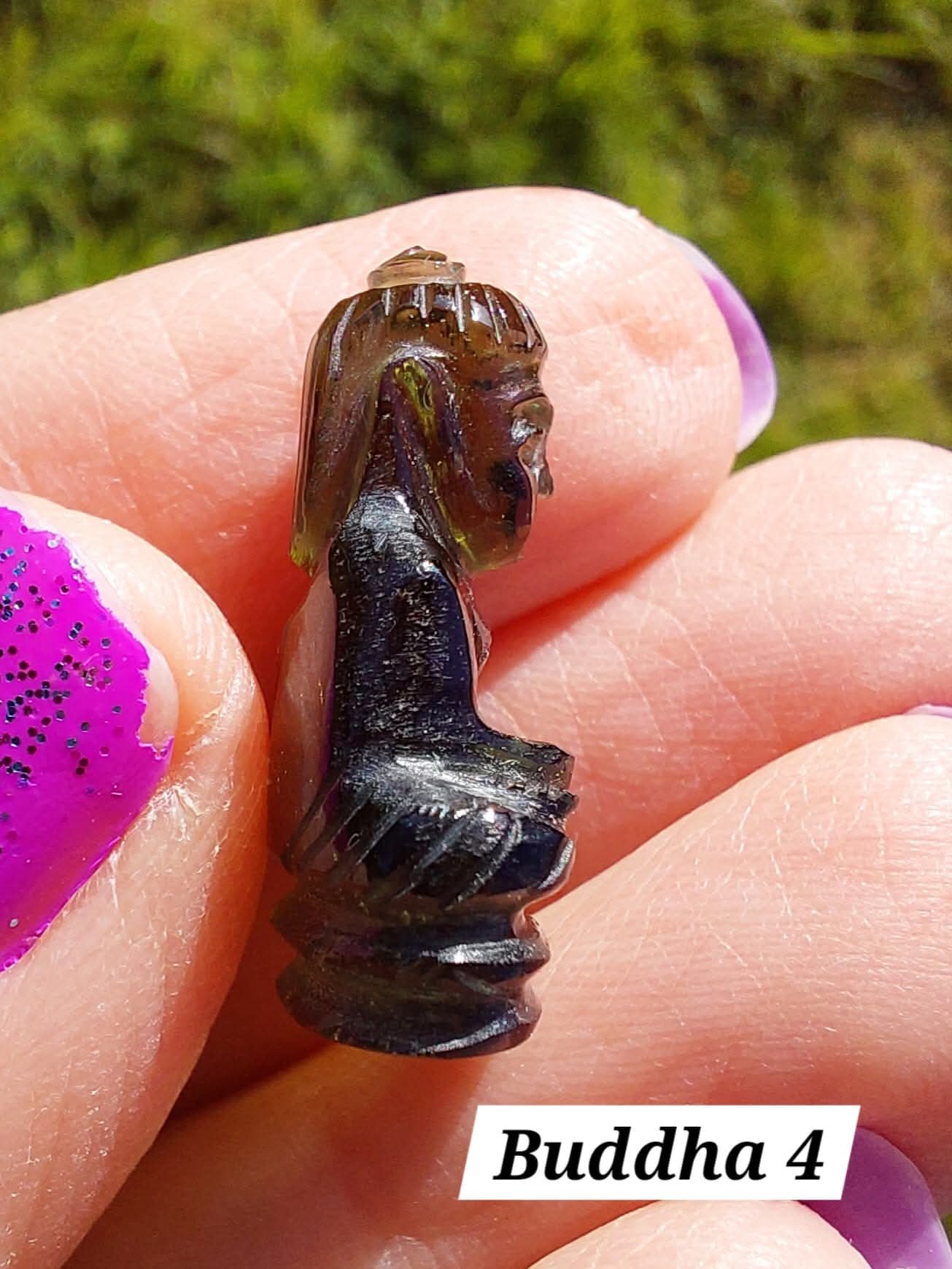 Moldavite BUDDHA Carving, 2.71g, Tektite (Ref: Buddha4)