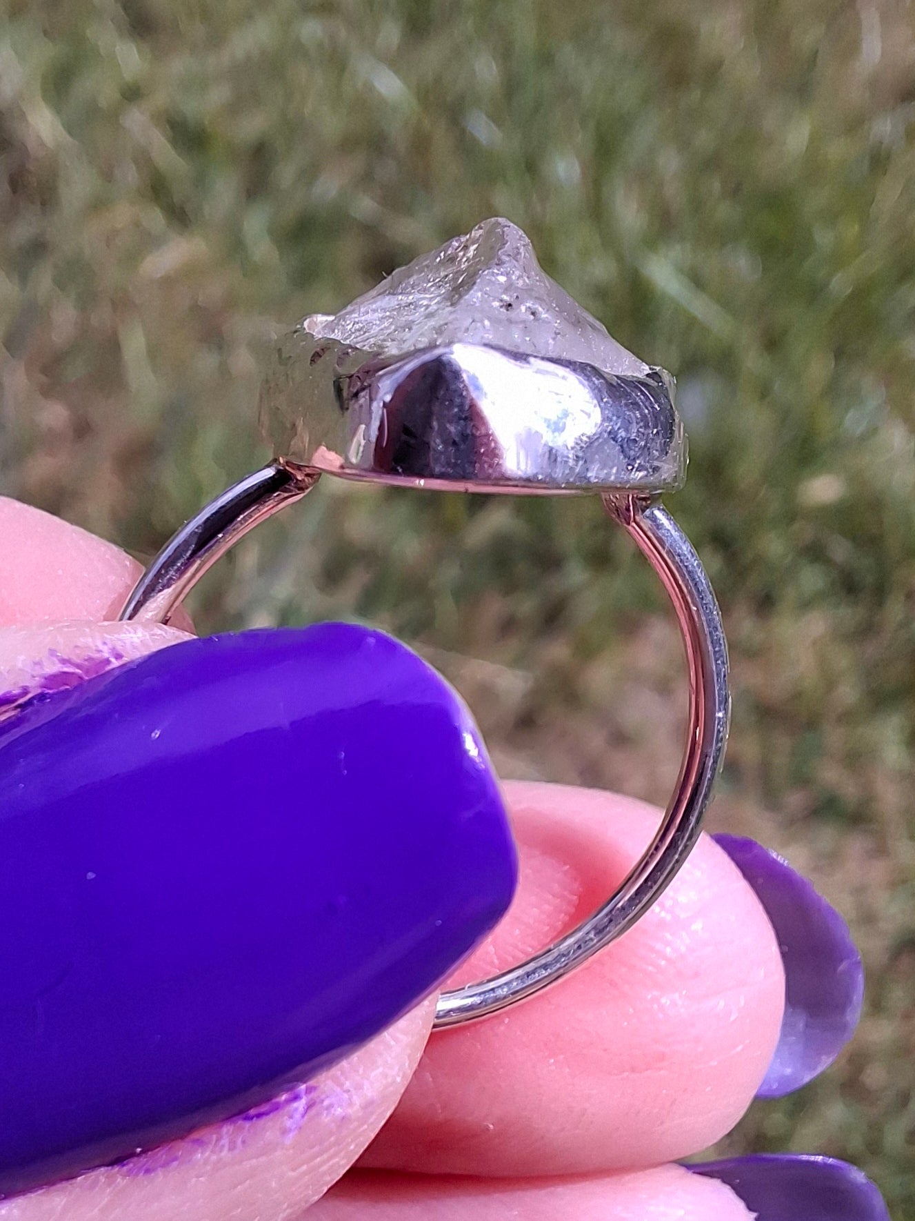 Libyan Desert Glass Ring, size large P, 925 Silver, Tektite (Ref: LR28)