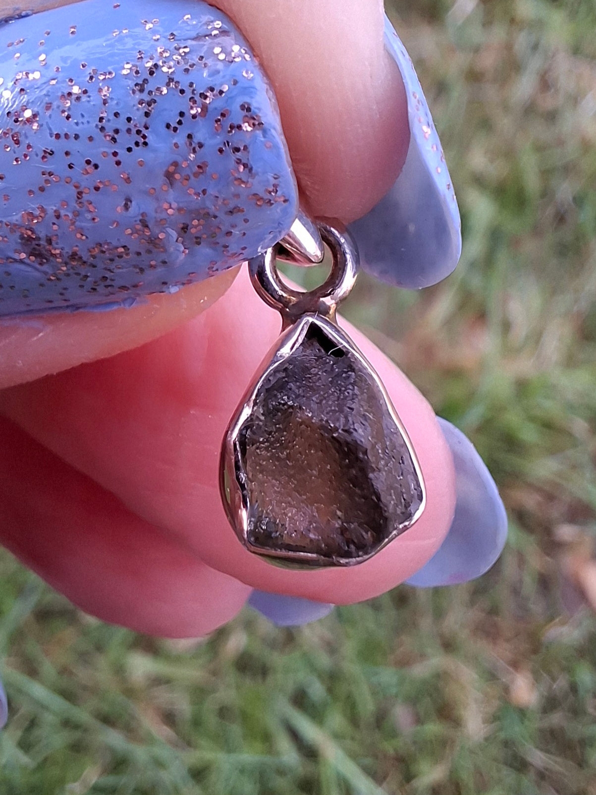 Moldavite Pendant, 925 Silver, Tektite (Ref: P59)