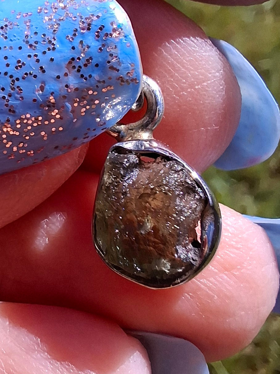 Moldavite Pendant, 925 Silver, Tektite (Ref: P78)