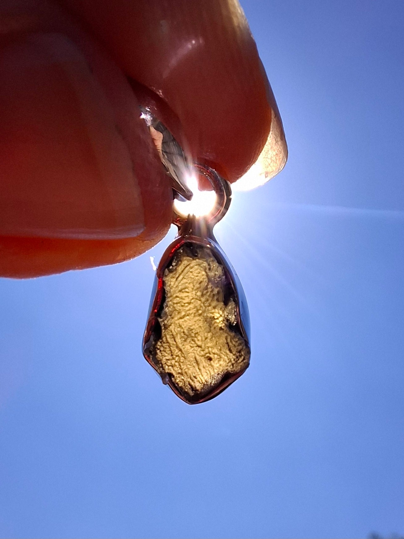Moldavite Pendant, 925 Silver, Tektite (Ref: P58)