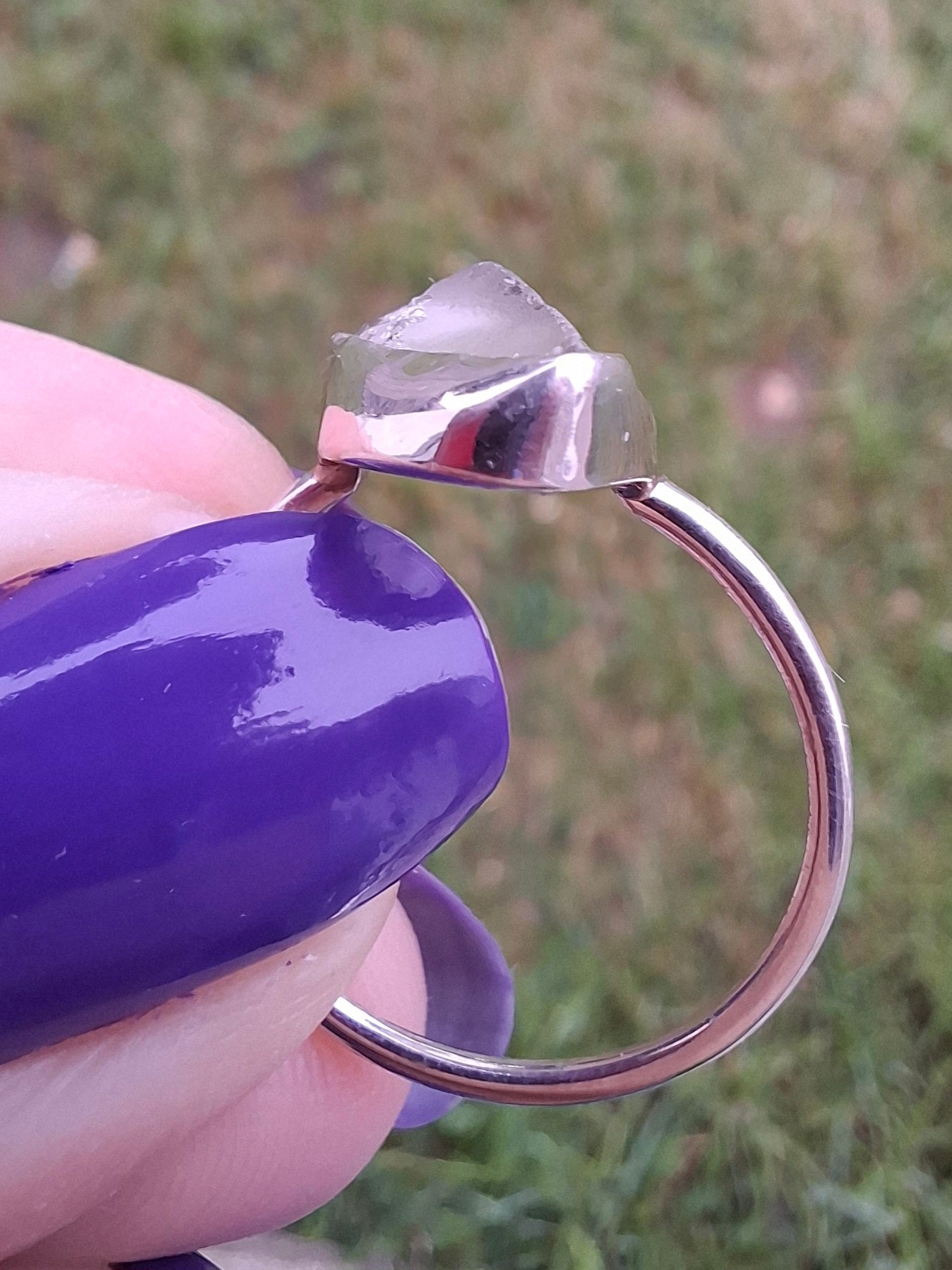 Libyan Desert Glass Ring, size large P, 925 Silver, Tektite (Ref: LR34)