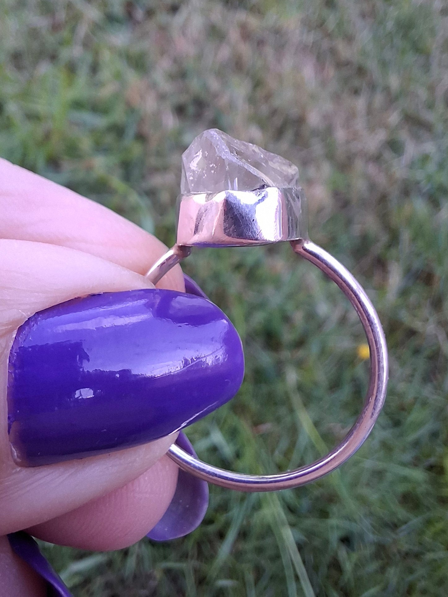 Libyan Desert Glass Ring, size small S, 925 Silver, Tektite (Ref: LR44)
