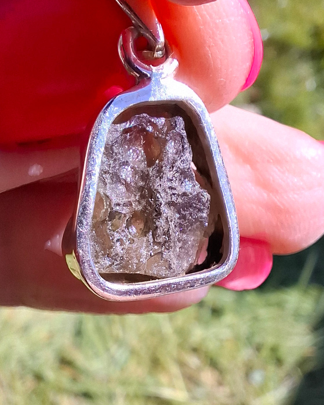 Moldavite Pendant, 925 Silver, Tektite (Ref: P440)