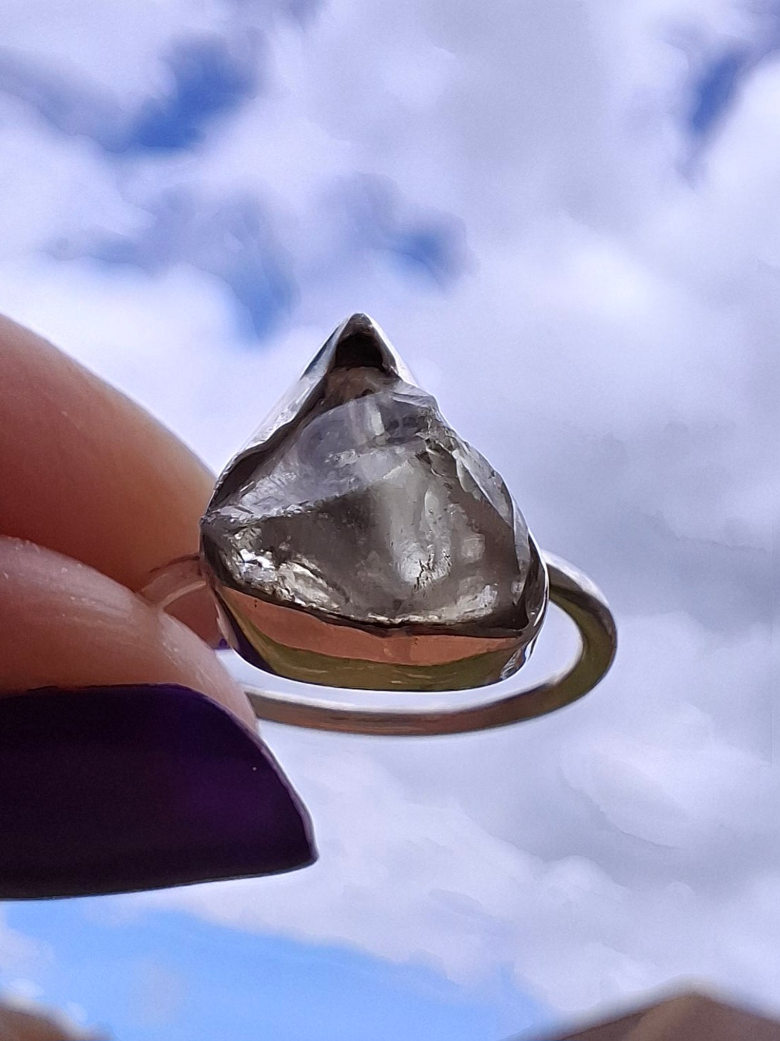 Libyan Desert Glass Ring, size large G, 925 Silver, Tektite (Ref: LR2)