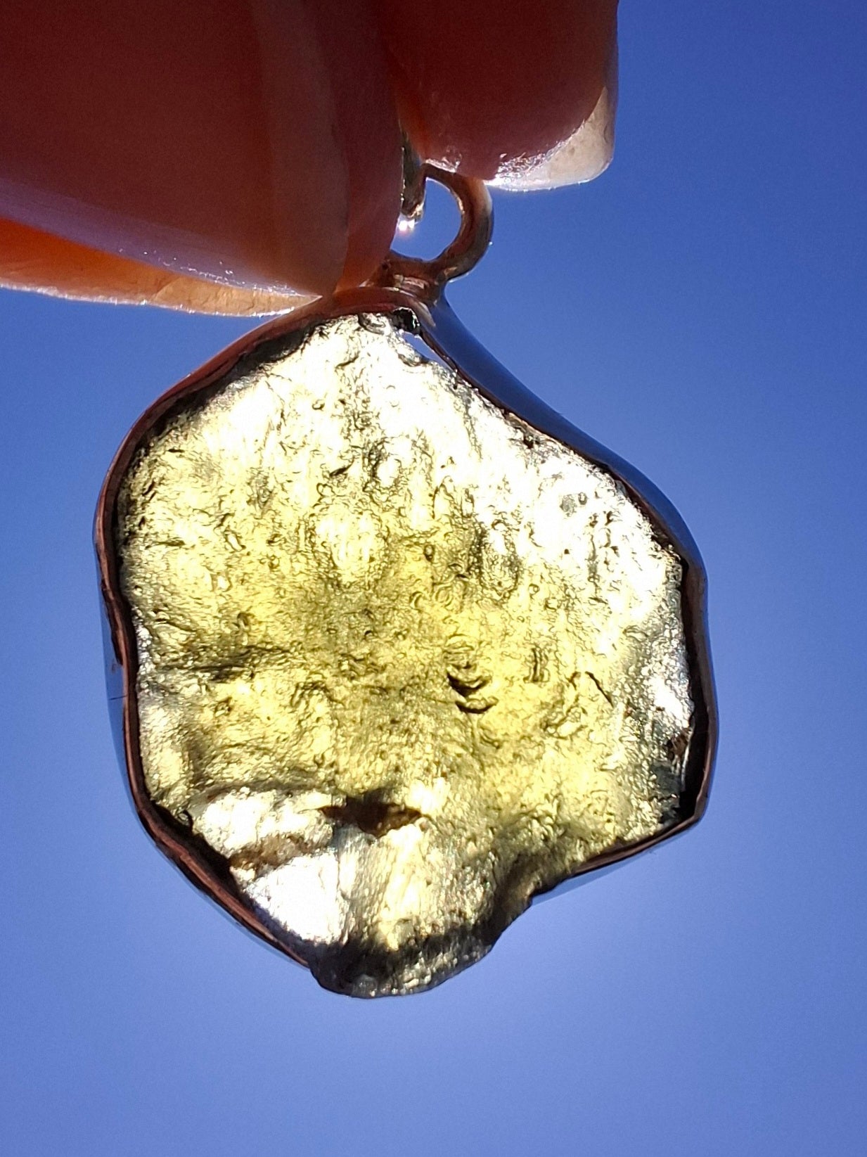Moldavite Pendant, 925 Silver, Tektite (Ref: P436)