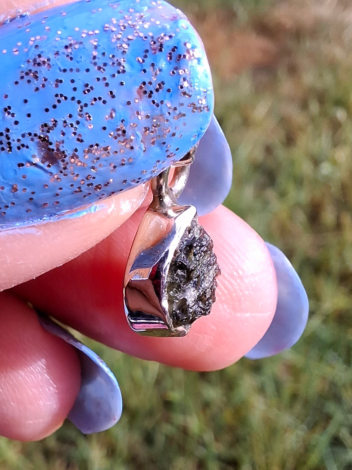 Moldavite Pendant, 925 Silver, Tektite (Ref: P62)
