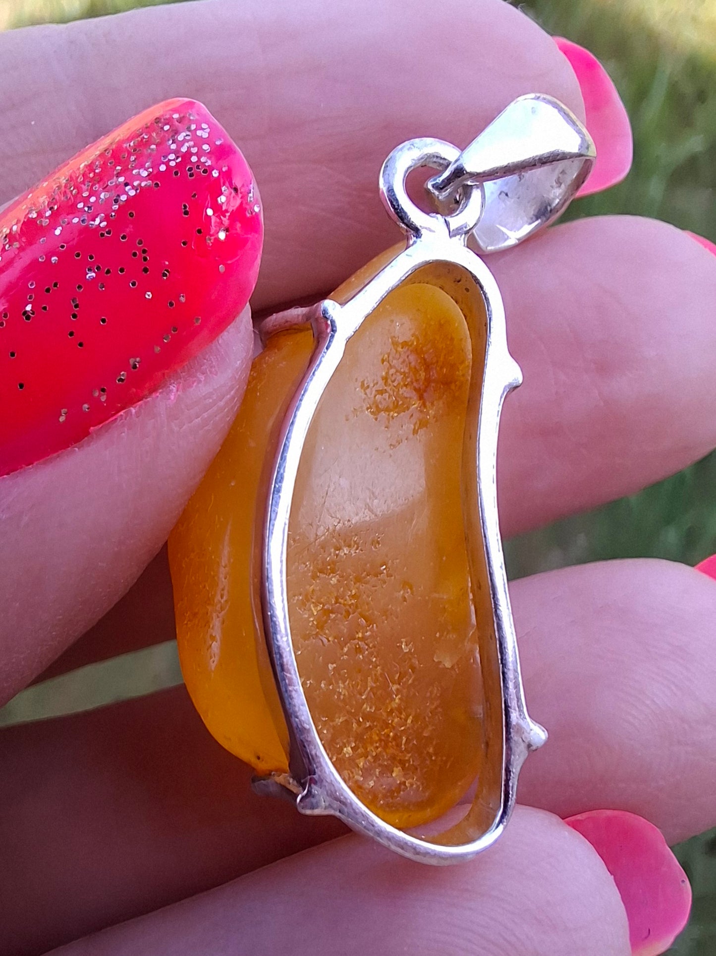 Baltic Amber Pendant, 925 Silver, Fossil (Ref: AP7)