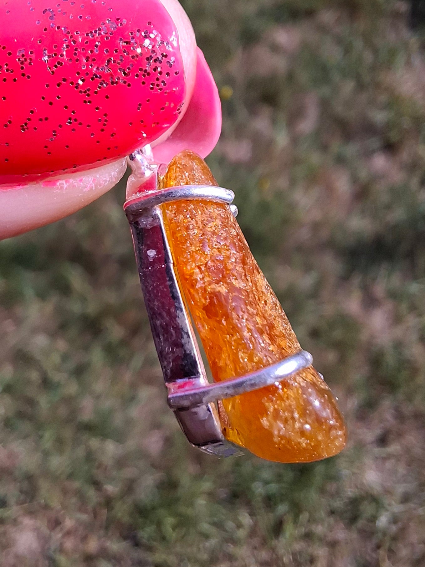 Baltic Amber Pendant, 925 Silver, Fossil (Ref: AP11)