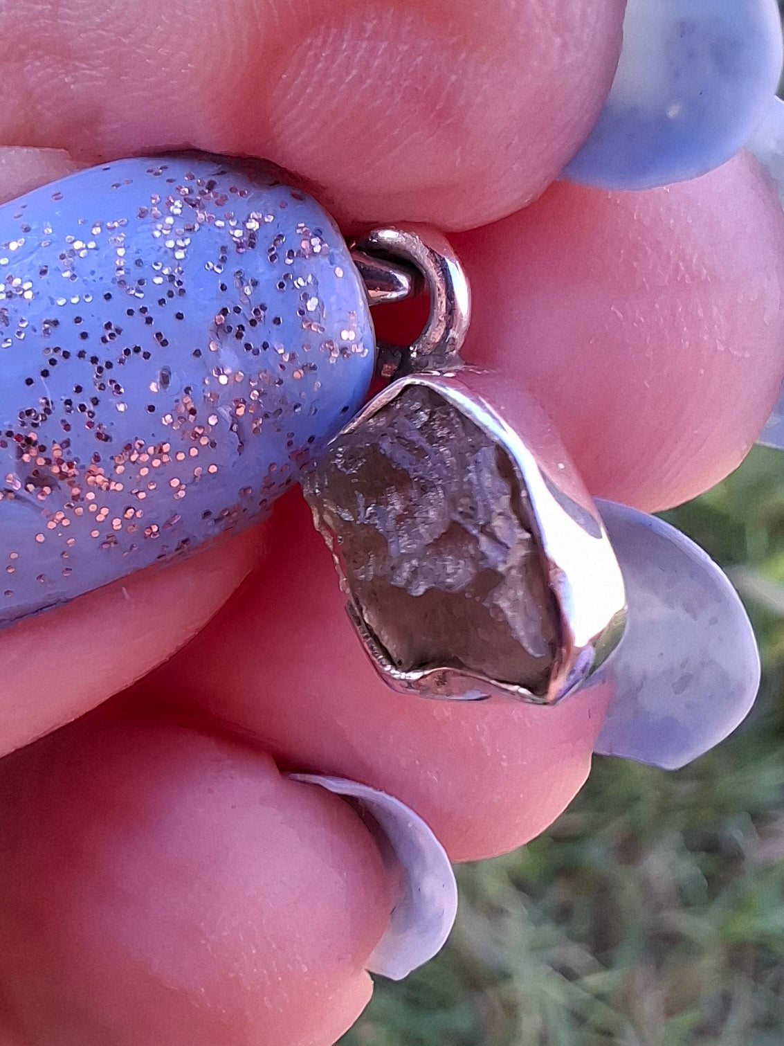 Moldavite Pendant, 925 Silver, Tektite (Ref: P86)