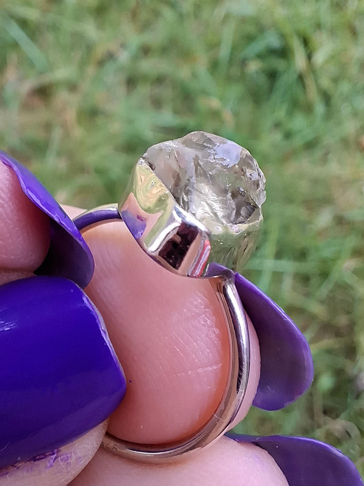 Libyan Desert Glass Ring, size large J/small K, 925 Silver, Tektite (Ref: LR10)