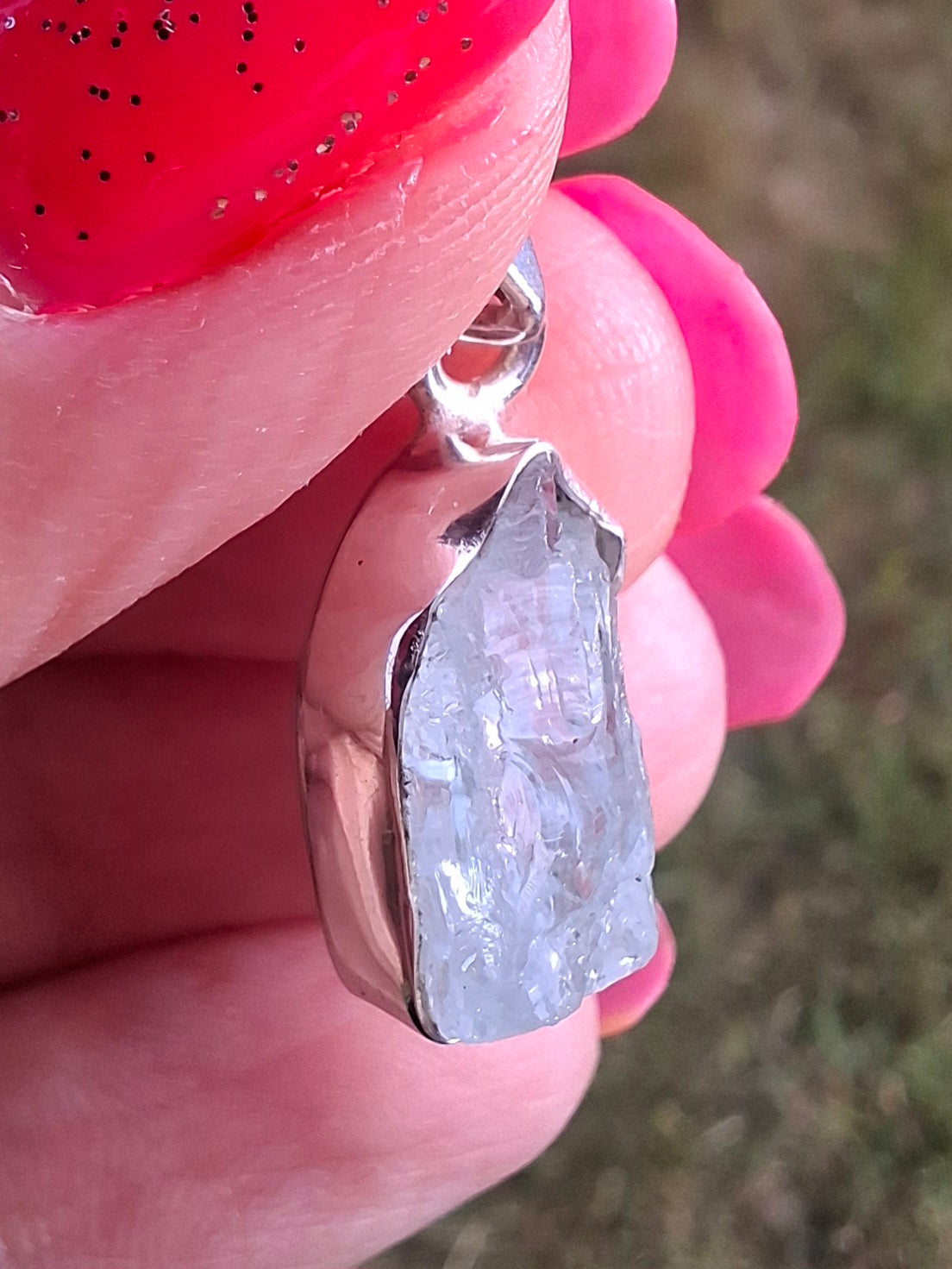 Aquamarine Pendant, 925 Silver, Crystal 🌈 (Ref: AQ4)