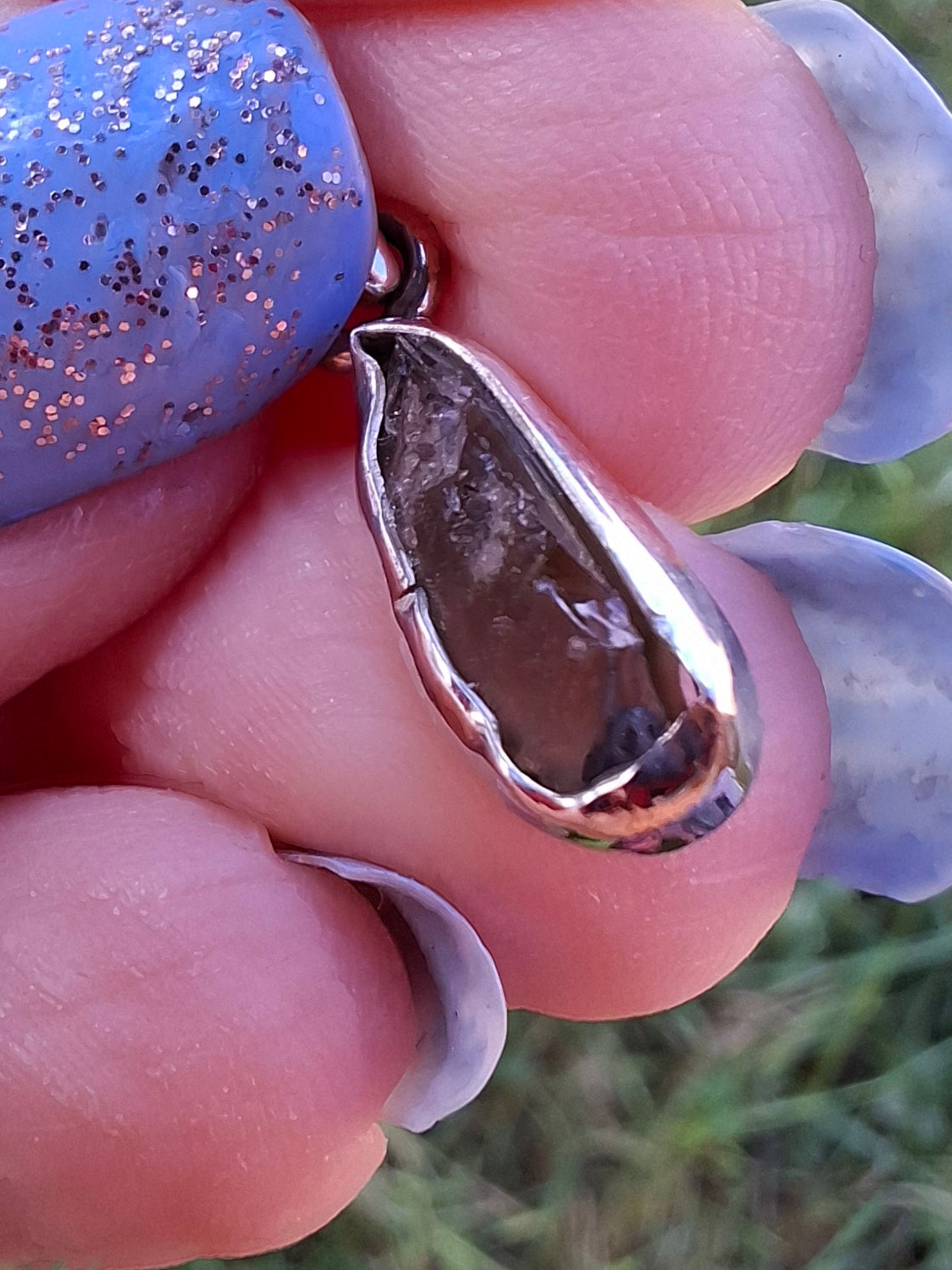Moldavite Pendant, 925 Silver, Tektite (Ref: P95)