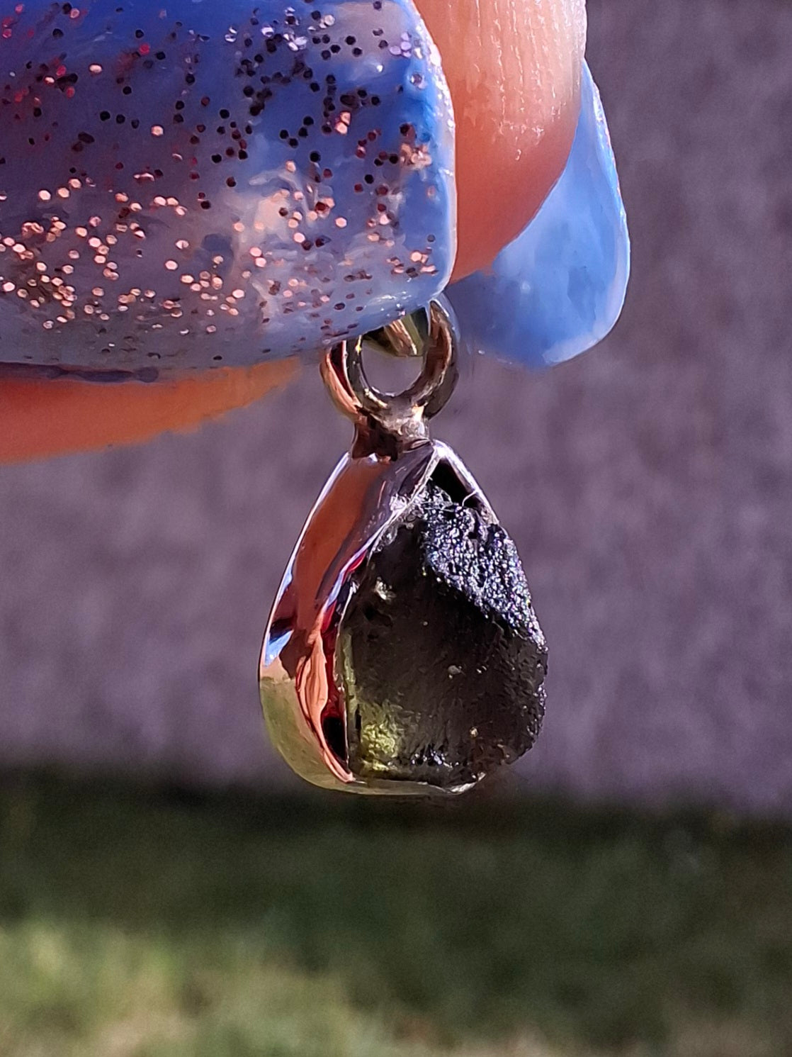 Moldavite Pendant, 925 Silver, Tektite (Ref: P59)