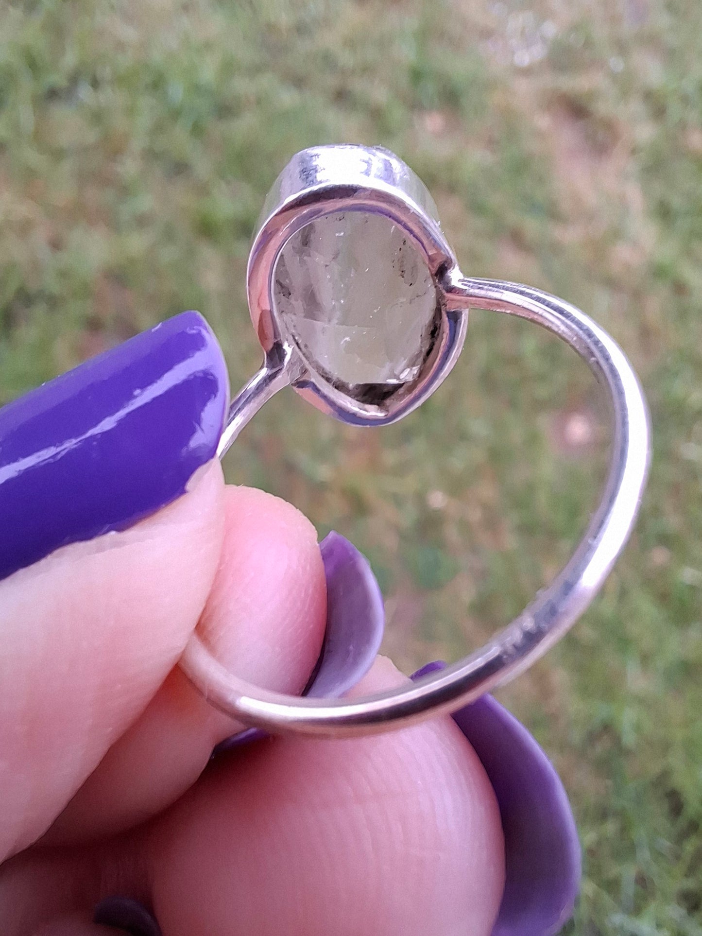 Libyan Desert Glass Ring, size large P, 925 Silver, Tektite (Ref: LR34)