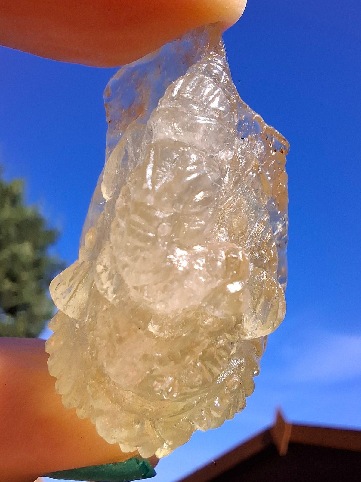 Libyan Desert Glass GANESHA carving, 18.39g, Tektite (Ref: Ganesha3)