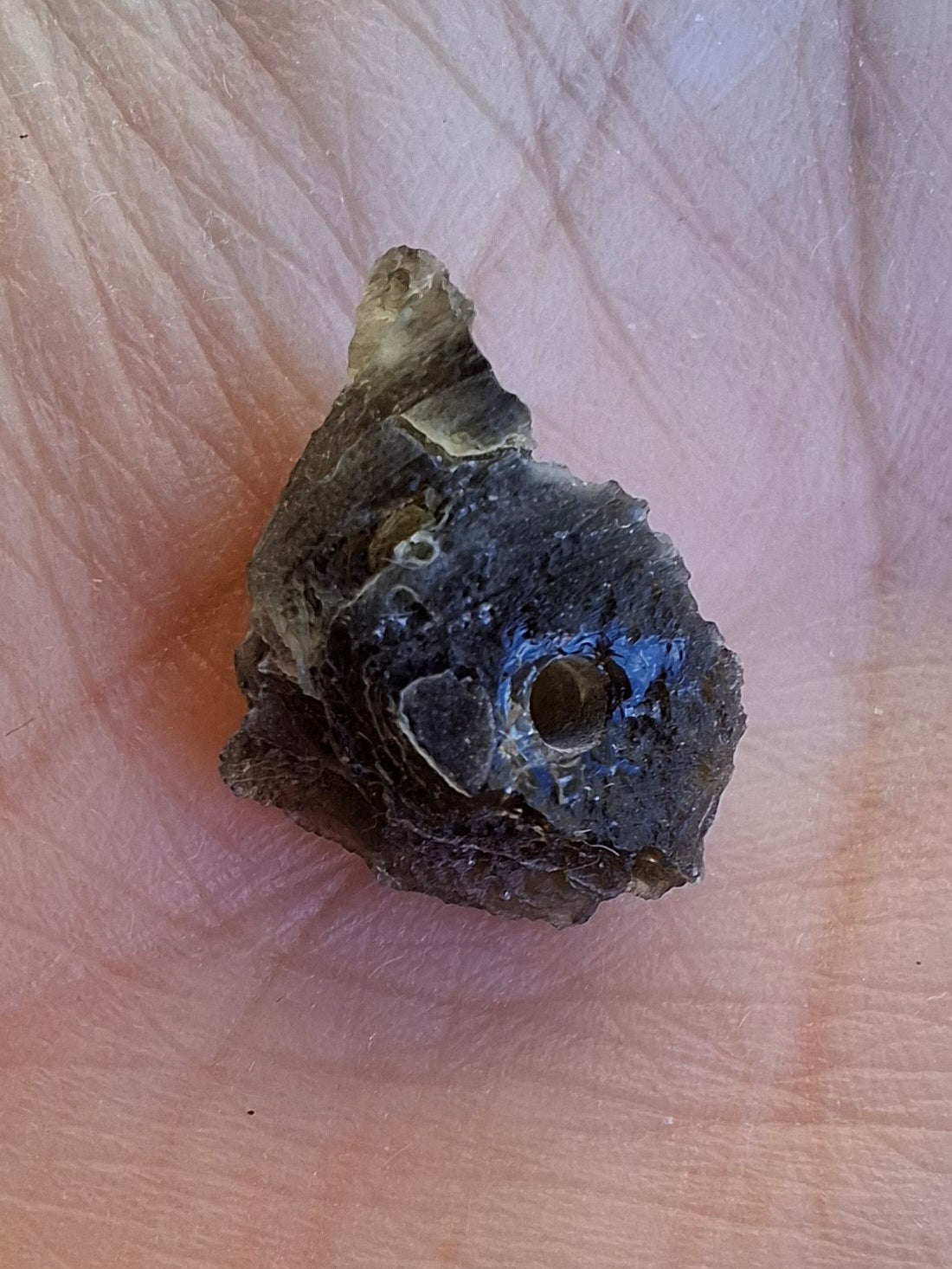 DRILLED Moldavite Piece, 0.92g, Tektite (Ref: D8)