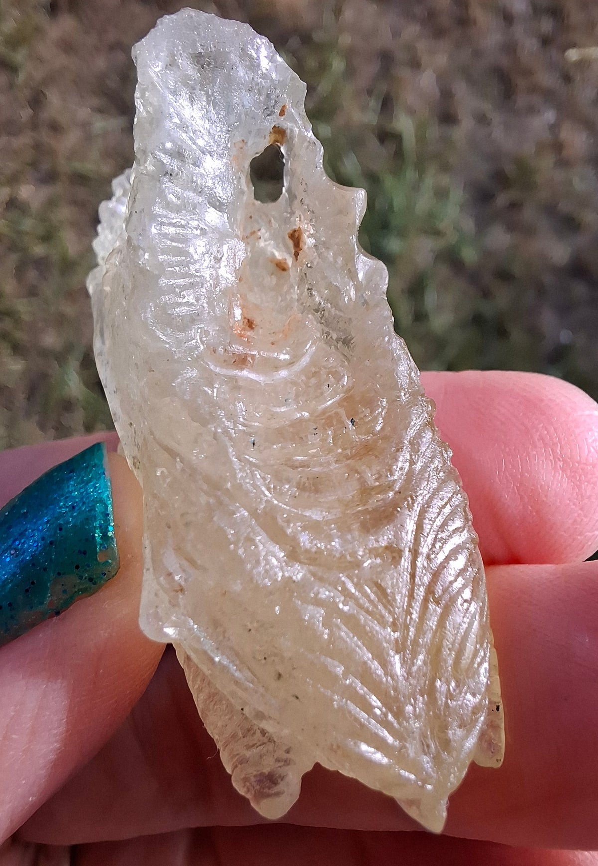 Libyan Desert Glass DRAGON HEAD carving, 22.42g, Tektite (Ref: Dragon 2)