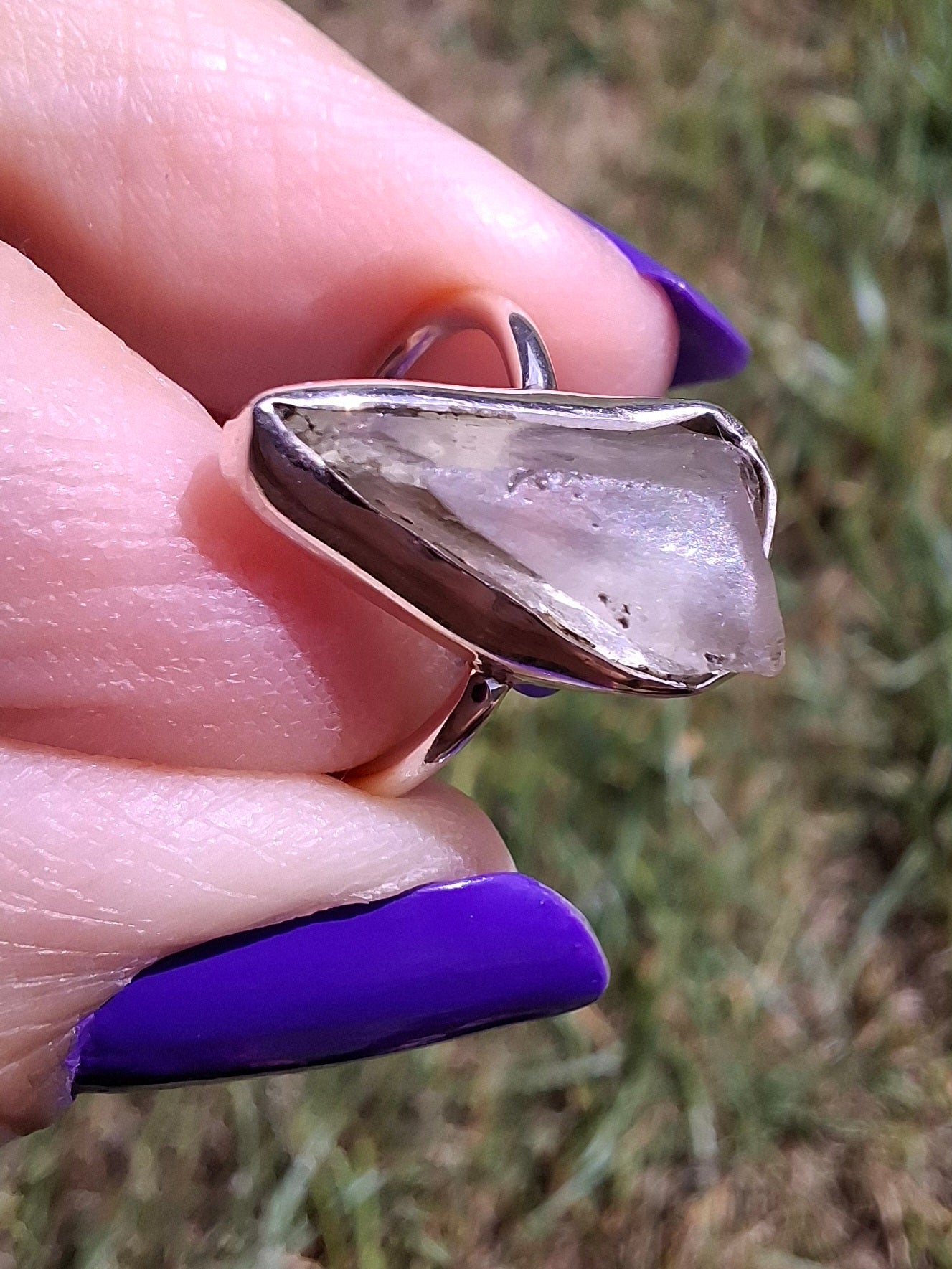 Libyan Desert Glass Ring, size large G, 925 Silver, Tektite (Ref: LR1)