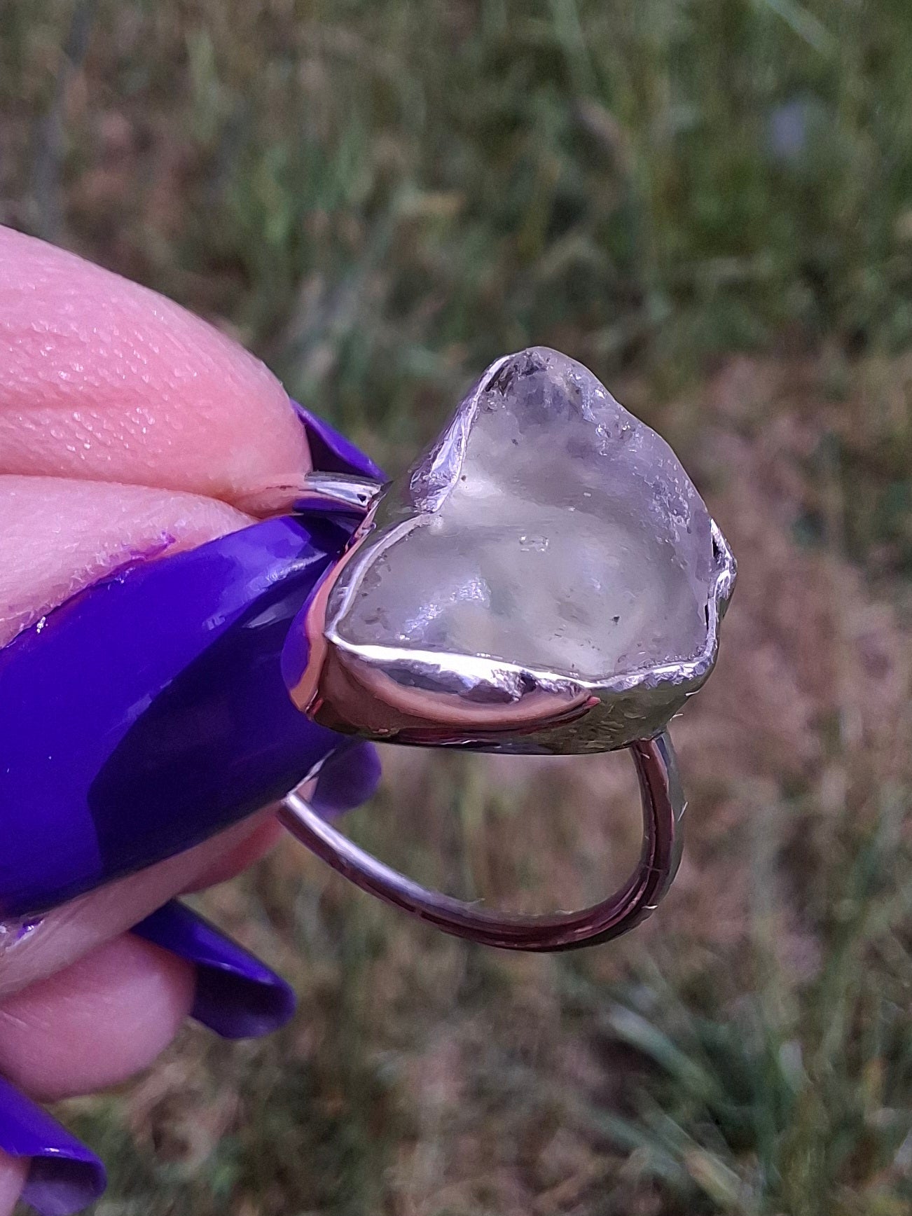 Libyan Desert Glass Ring, size large Q, 925 Silver, Tektite (Ref: LR36)