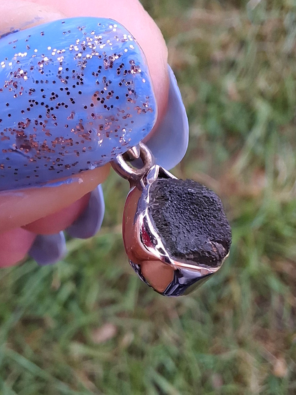 Moldavite Pendant, 925 Silver, Tektite (Ref: P59)