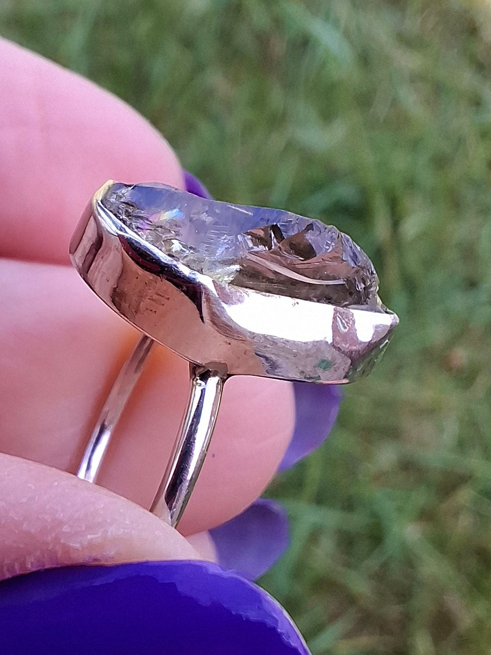 Libyan Desert Glass Ring, size K, 925 Silver, Tektite 🌈 (Ref: LR12)