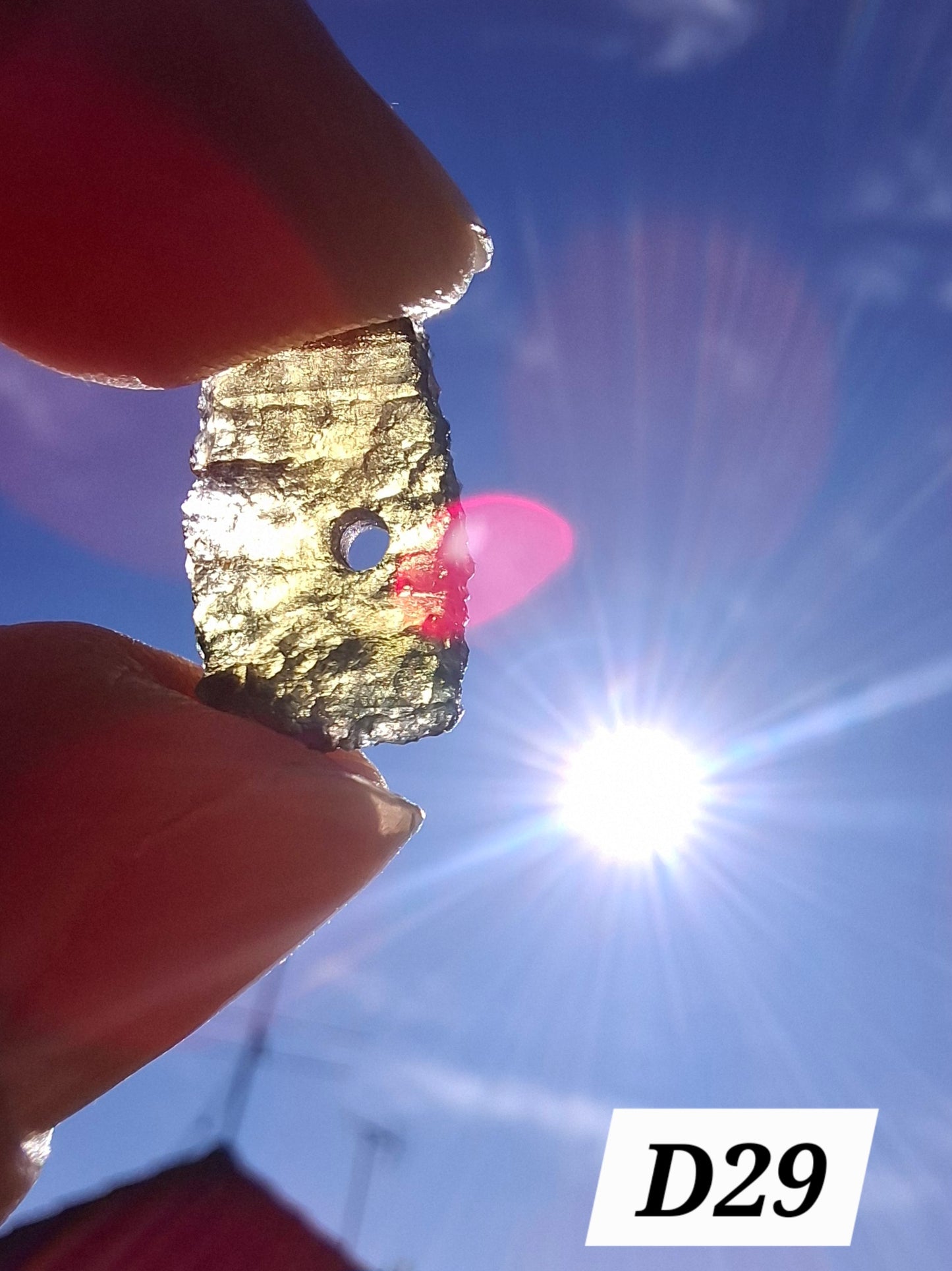 DRILLED, Moldavite Piece, 0.77g, Tektite (Ref: D29)