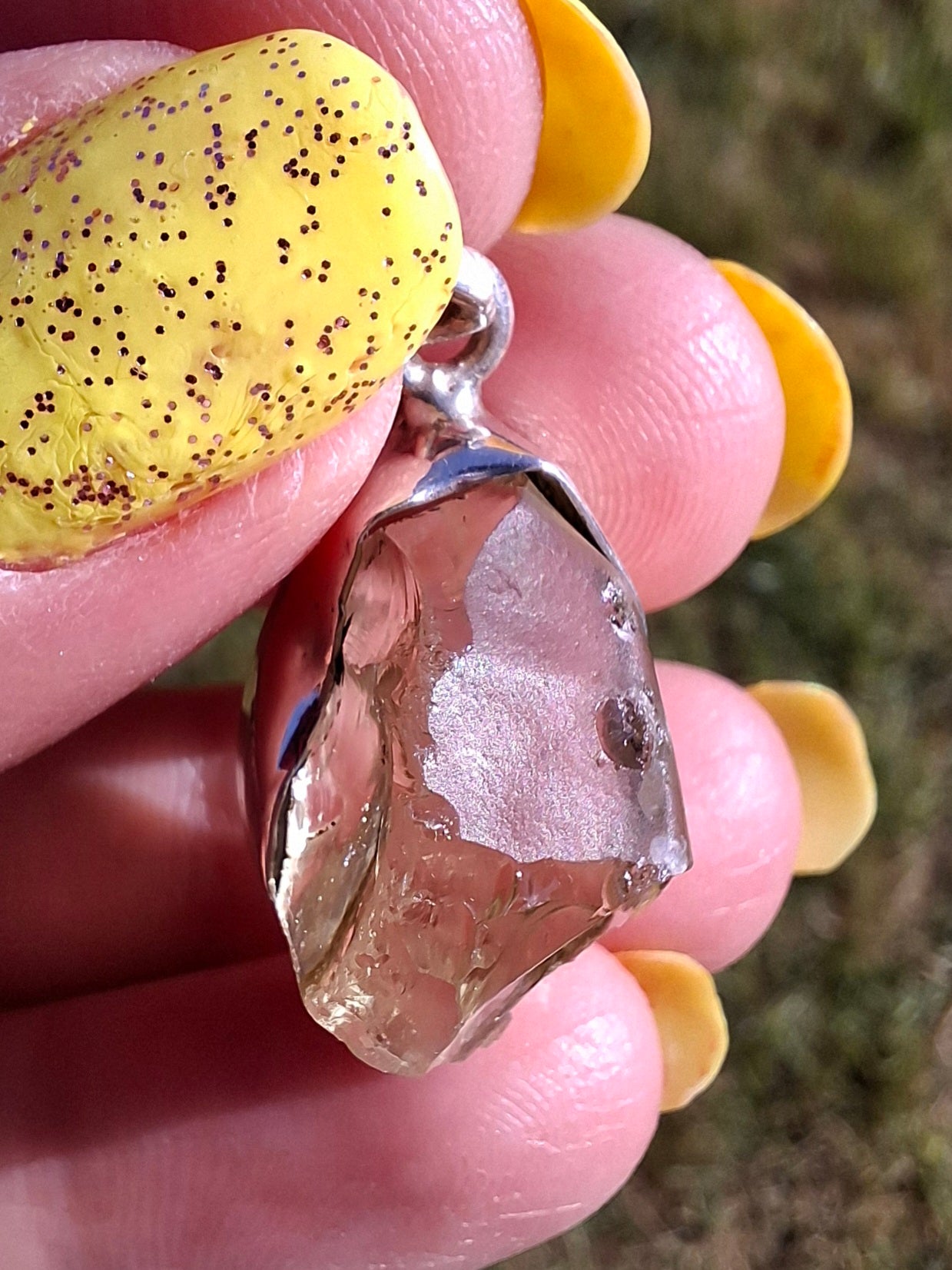 Libyan Desert Glass Pendant, 925 Silver, Tektite (Ref: LP112)