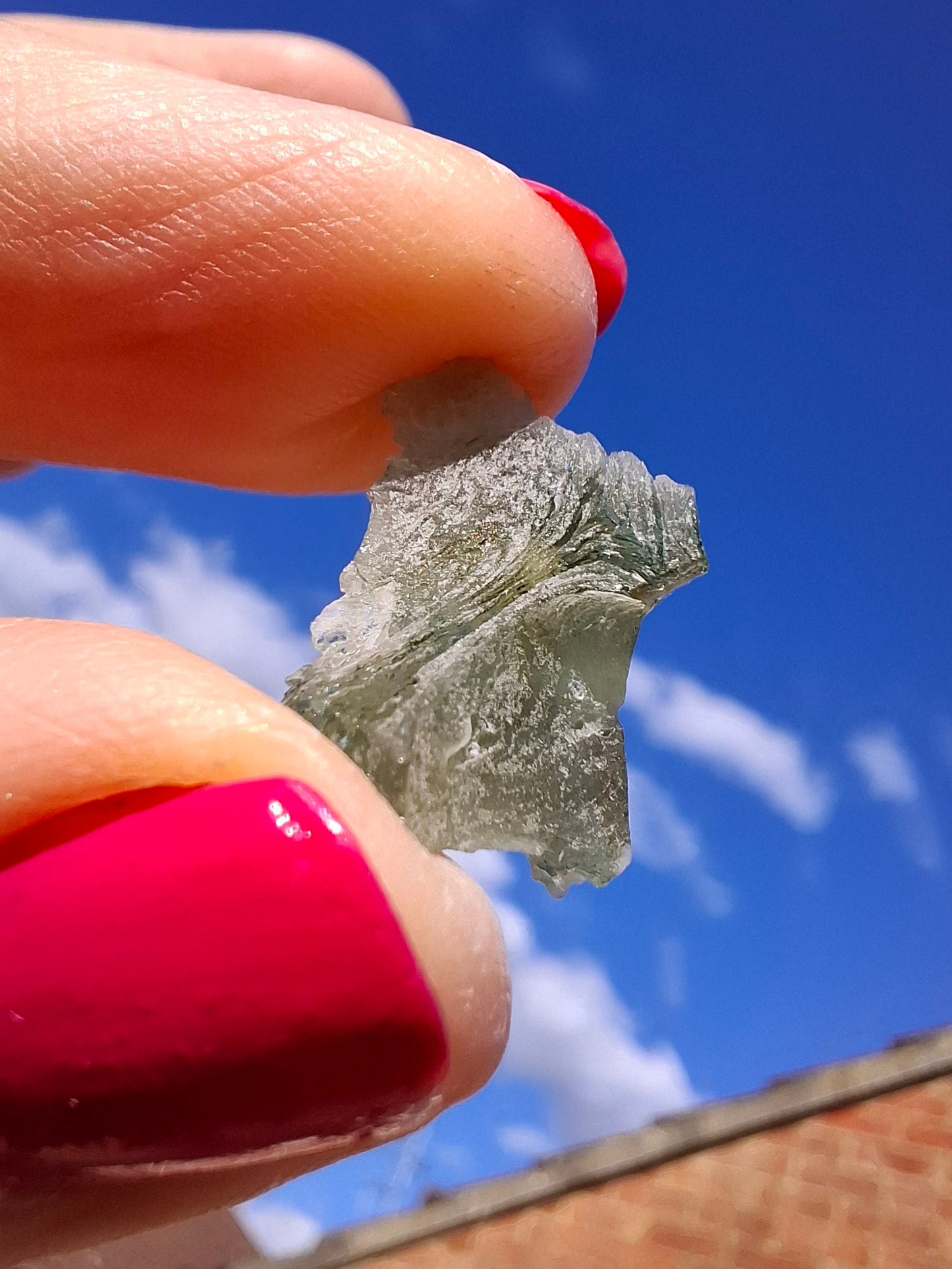 Moldavite Piece, SNOWFLAKE, FROSTED, BRUSNA, 0.92g, Tektite (Ref: 1499)