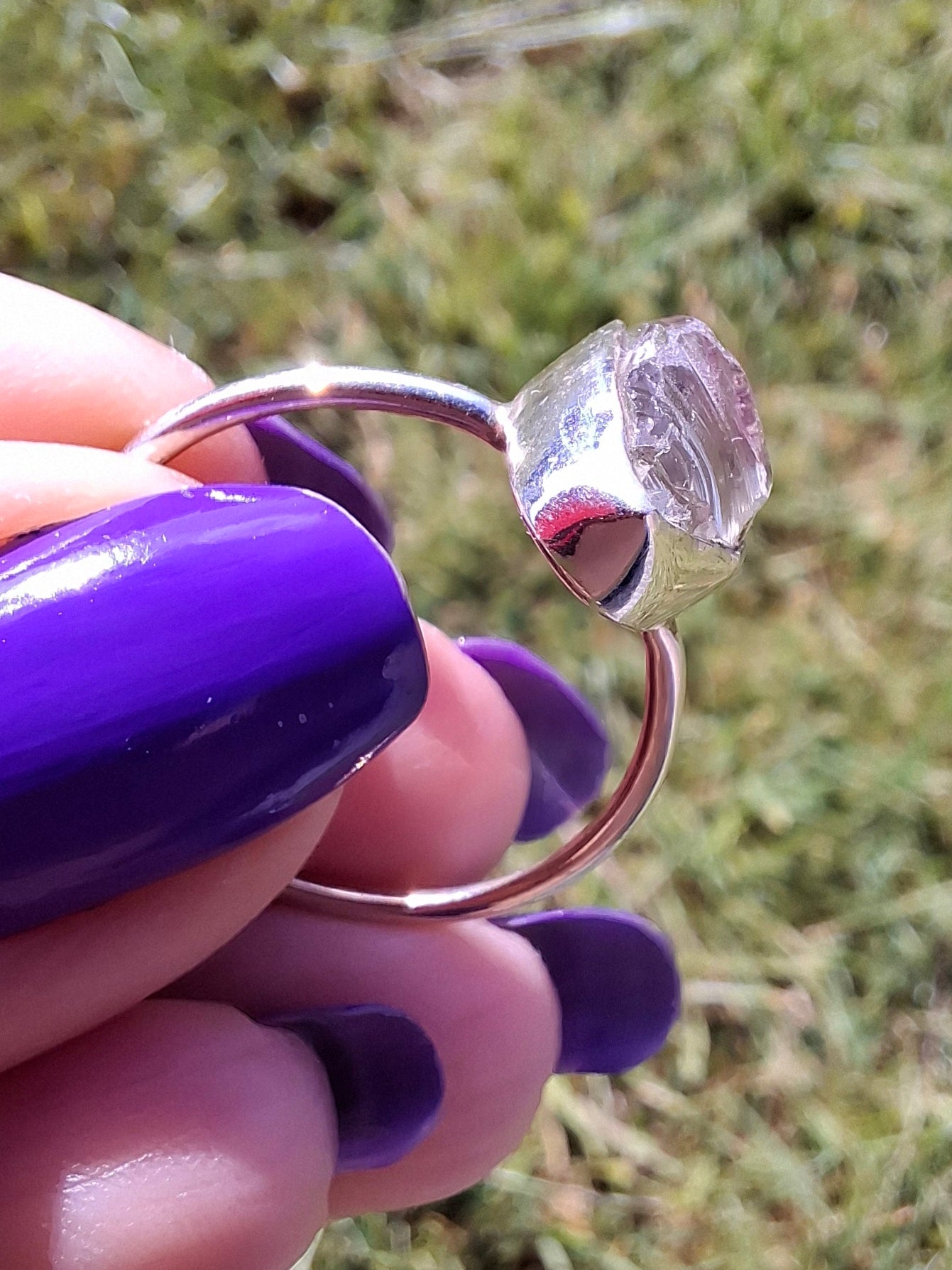 Libyan Desert Glass Ring, size large T/small U, 925 Silver, Tektite (Ref: LR51)