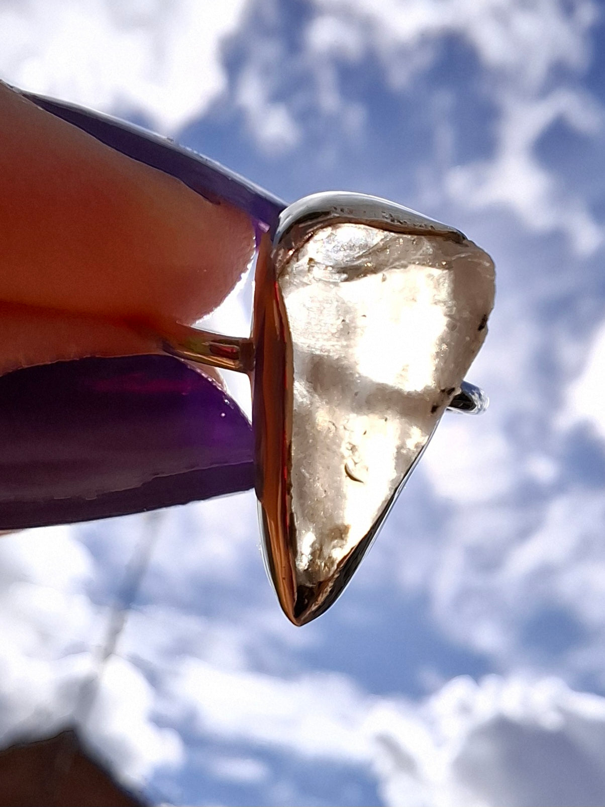 Libyan Desert Glass Ring, size large G, 925 Silver, Tektite (Ref: LR1)