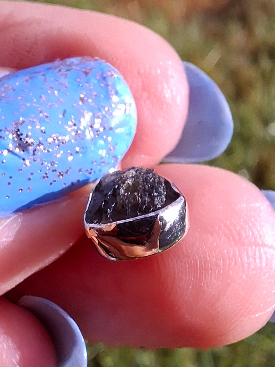 Moldavite Pendant, 925 Silver, Tektite (Ref: P40)
