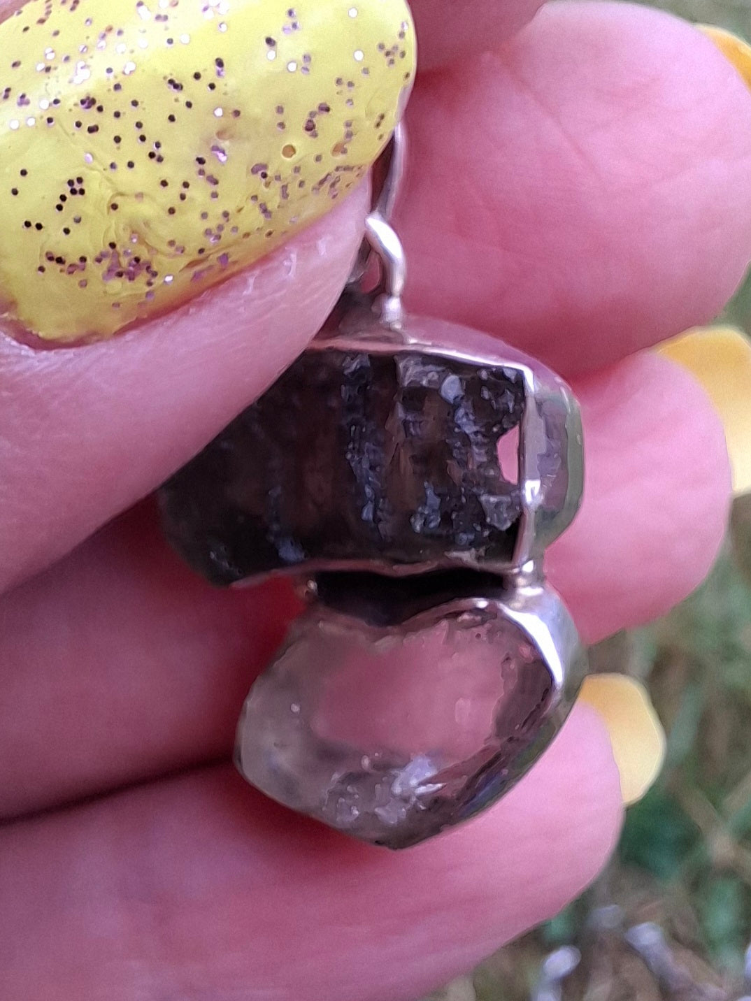 Moldavite & Libyan Desert Glass Pendant, 925 Silver, Tektite (Ref: MLP5)