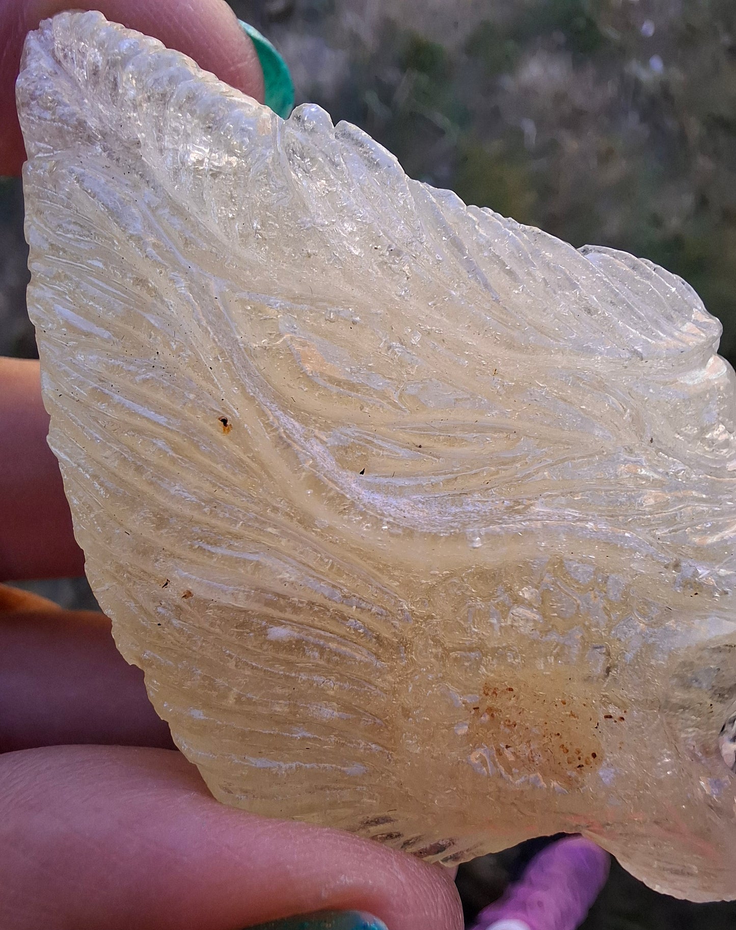 Libyan Desert Glass DRAGON HEAD Carving, 75.84g, Tektite (Ref: Dragon1)
