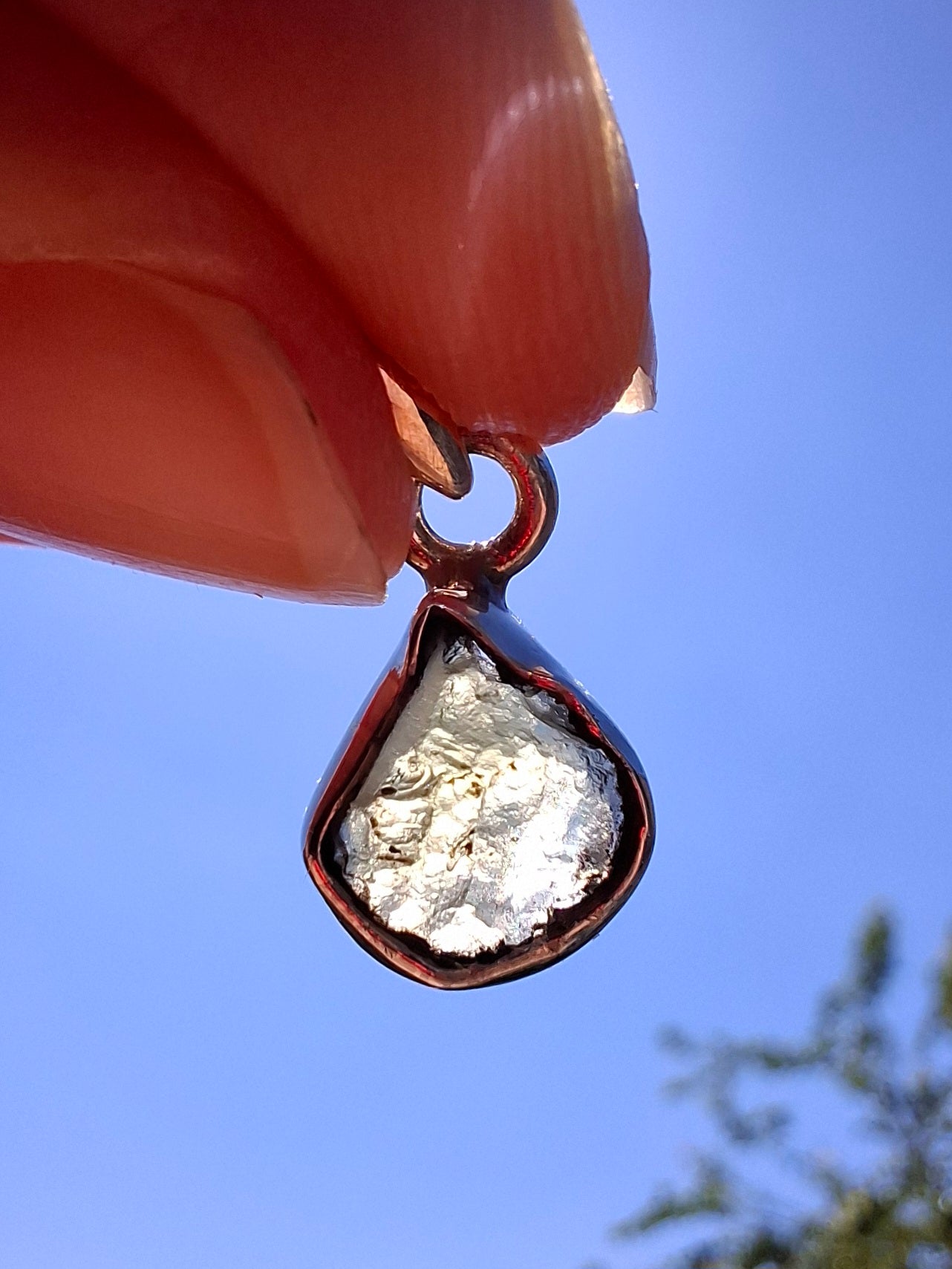 Moldavite Pendant, 925 Silver, Tektite (Ref: P63)