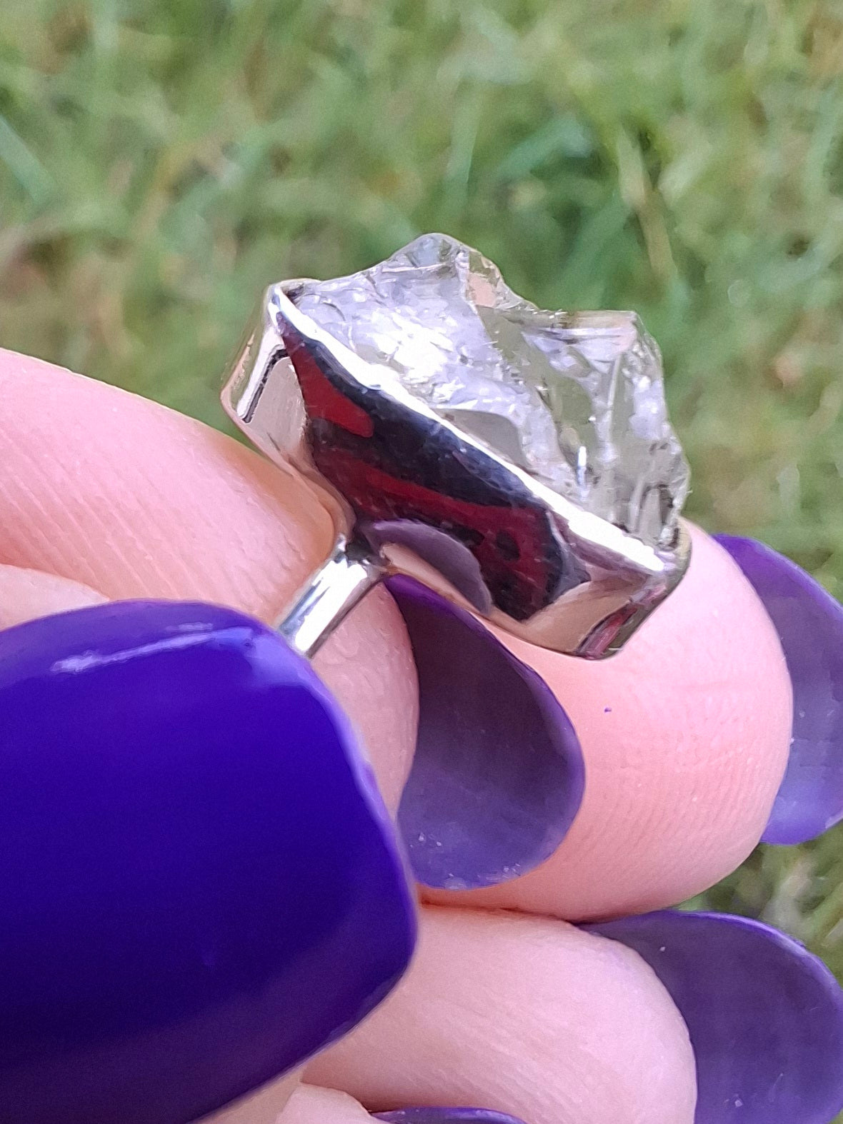 Libyan Desert Glass Ring, size large J/small K, 925 Silver, Tektite (Ref: LR10)