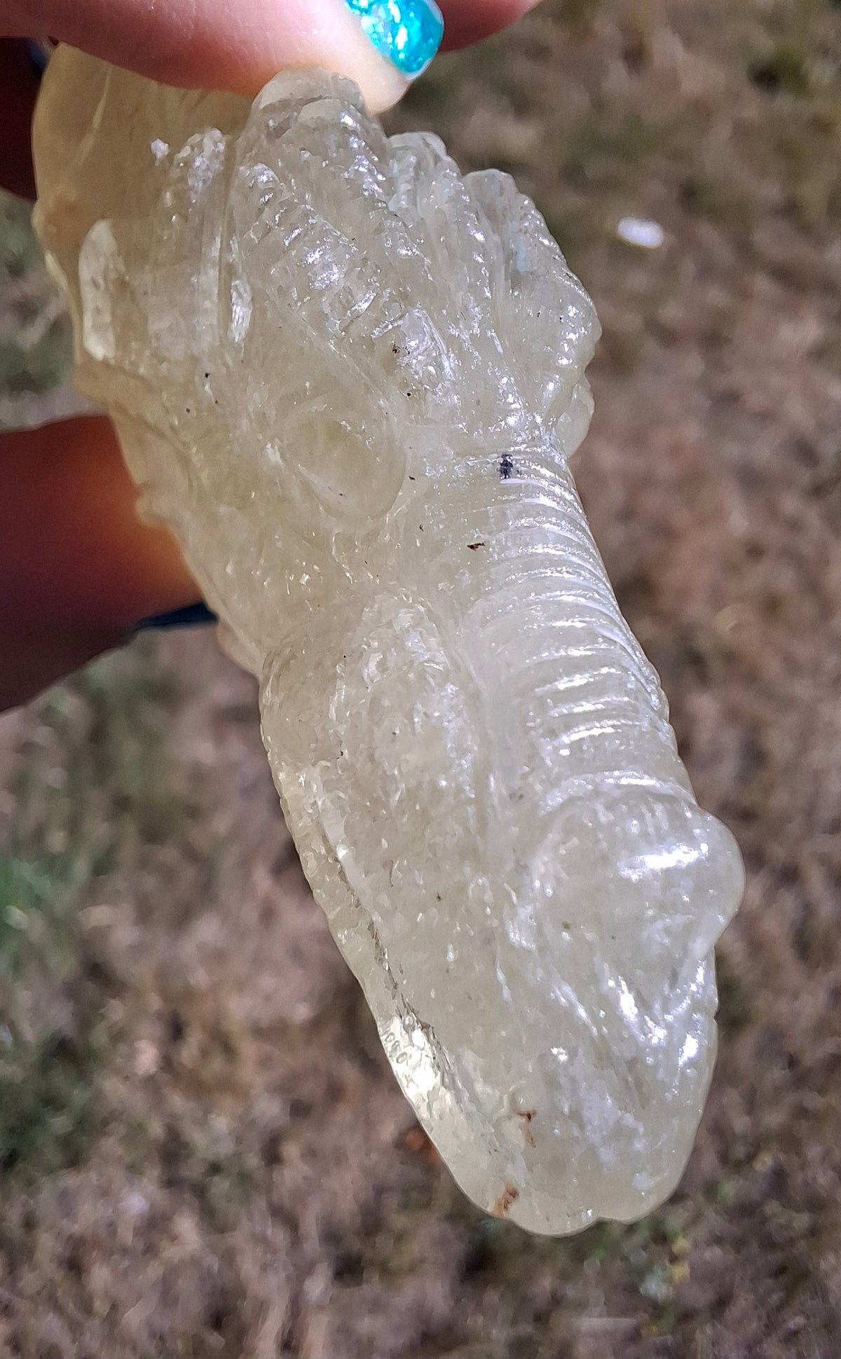 Libyan Desert Glass DRAGON HEAD carving, 48.11g, Tektite (Ref: Dragon4)