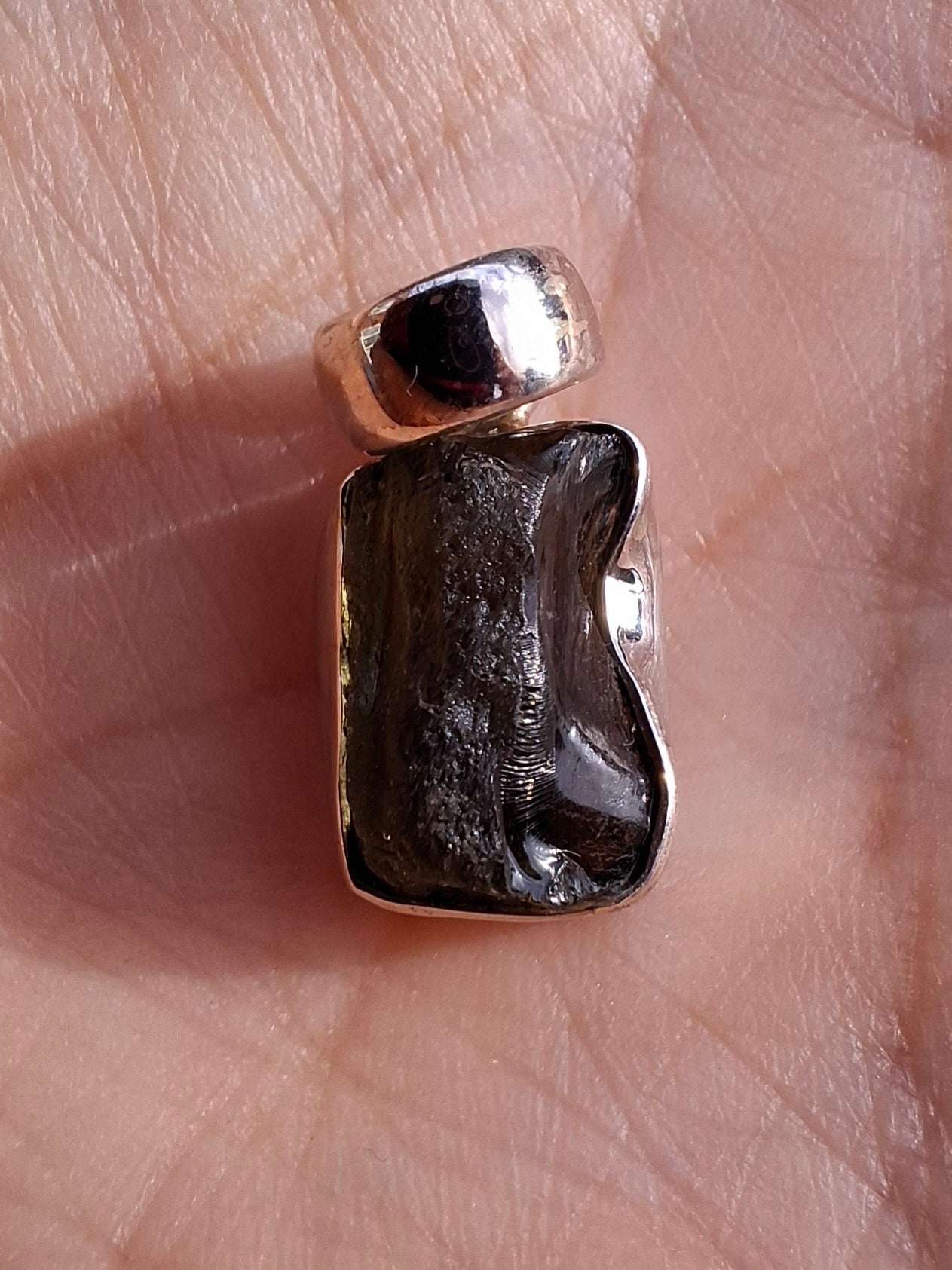 Moldavite Pendant, 925 Silver, Tektite (Ref: P31)
